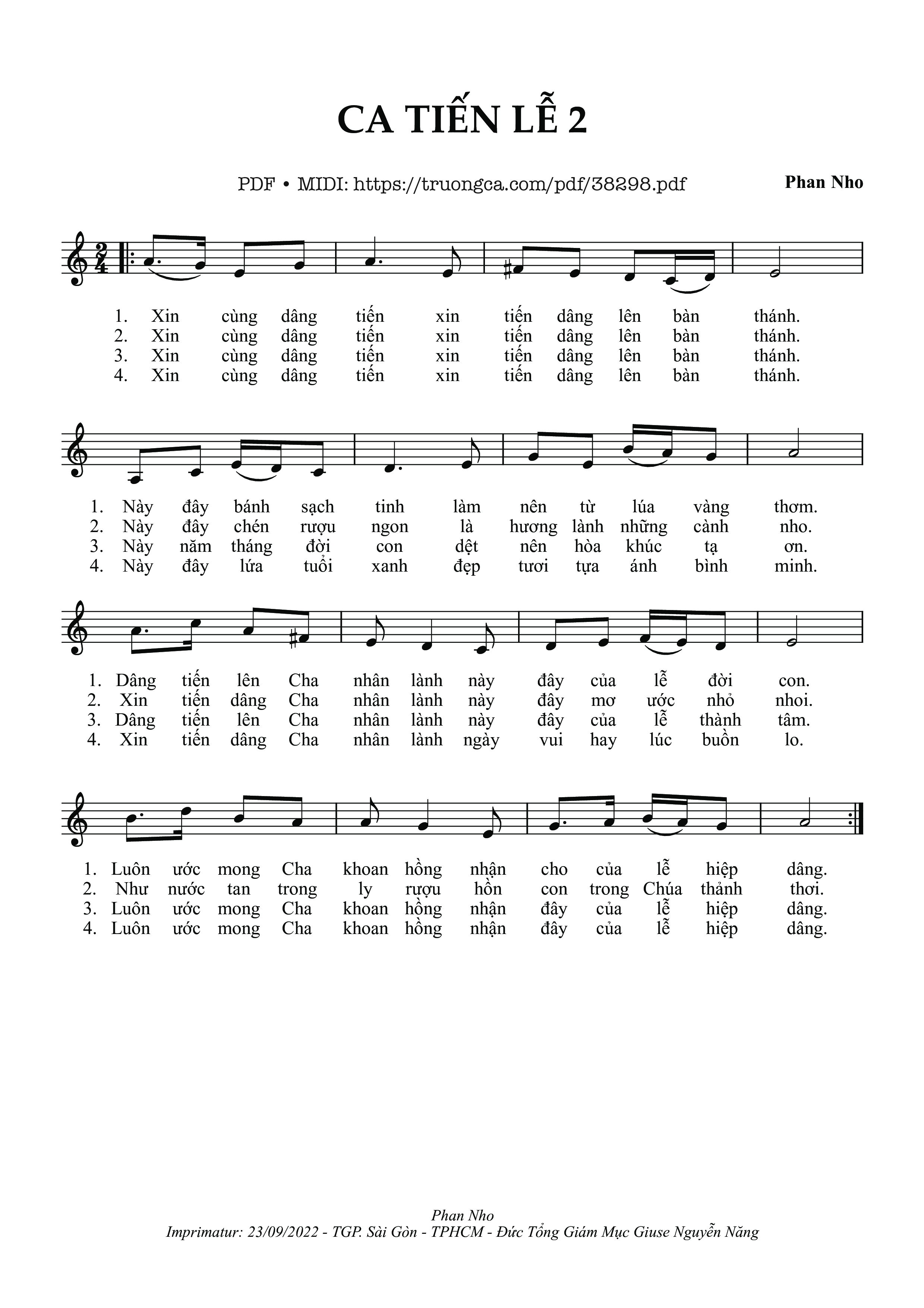 Page 1 of Sheet music PDF Ca Tiến Lễ 2 - Phan Nho