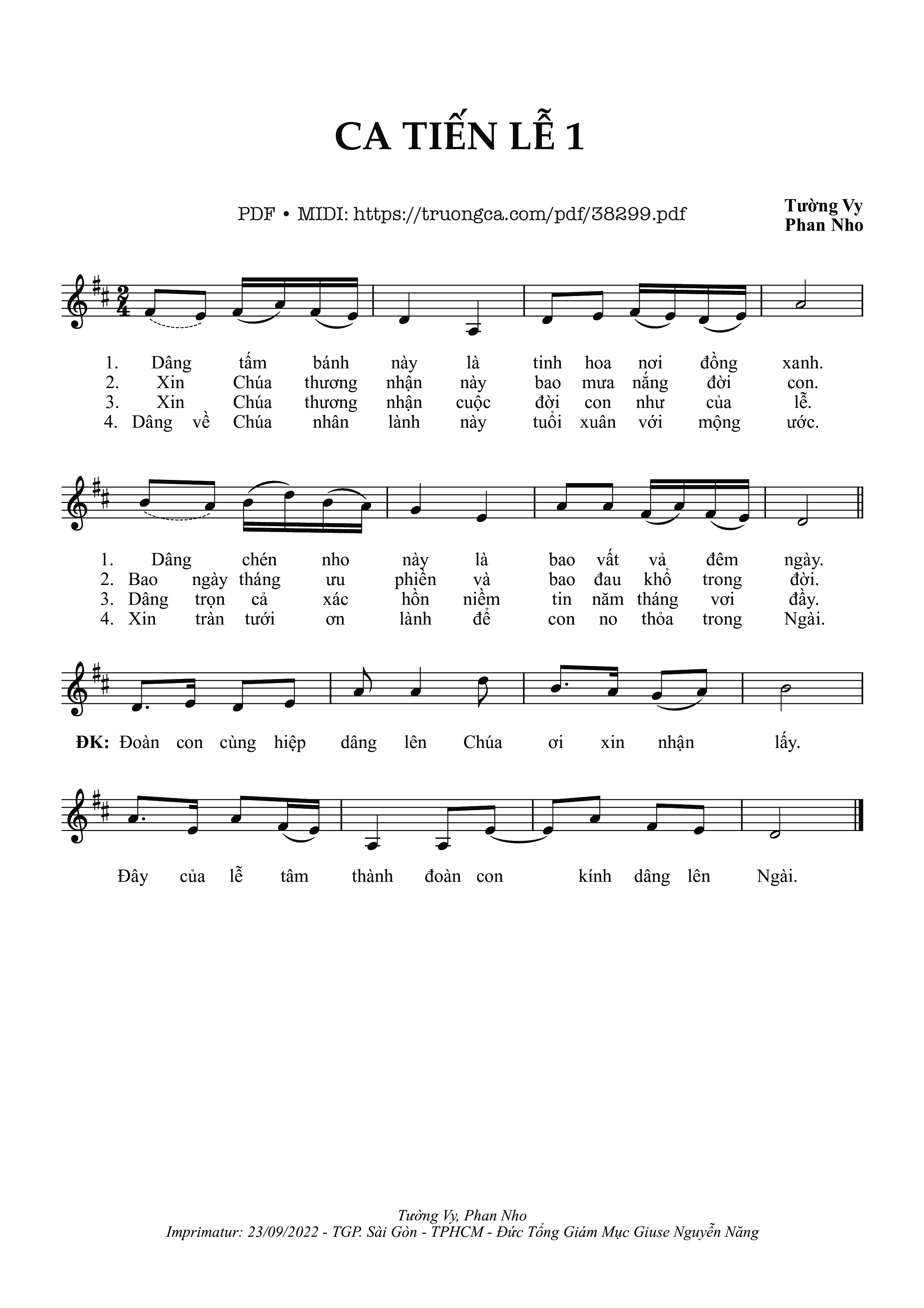 Page 1 of Sheet music PDF Ca Tiến Lễ 1 - Phan Nho &Amp; Tường Vy