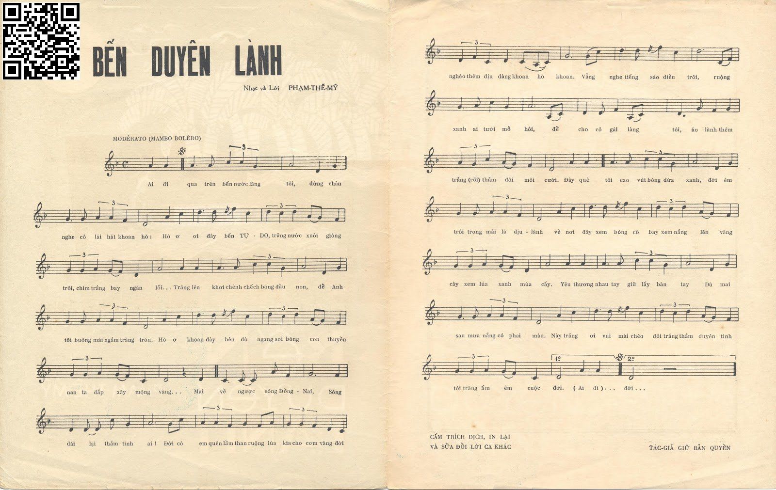 Page 2 of Sheet music PDF Bến duyên lành - Phạm Thế Mỹ