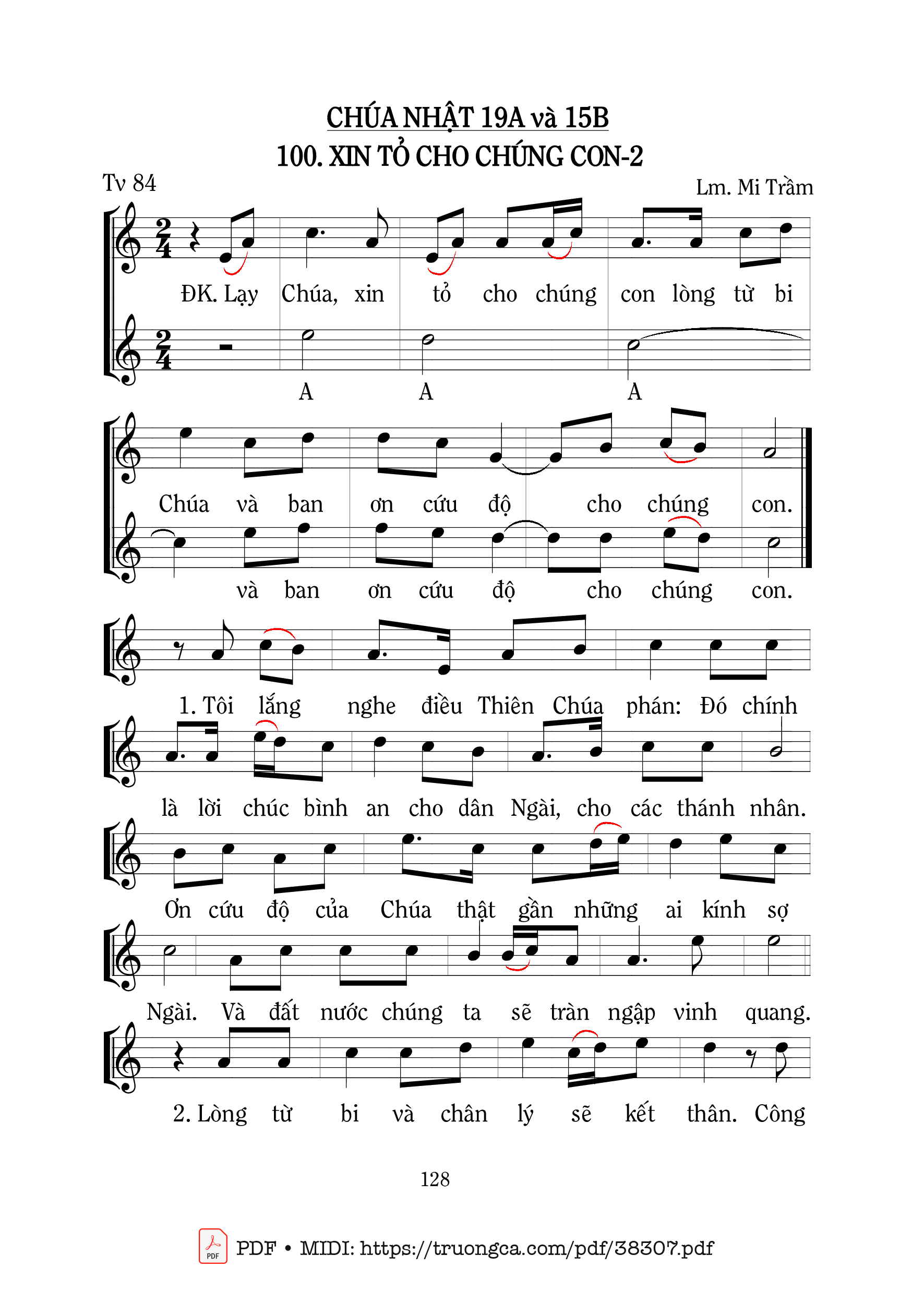 Page 1 of Sheet music PDF Thánh Vịnh 84, Xin Tỏ Cho Chúng Con 2 - Mi Trầm