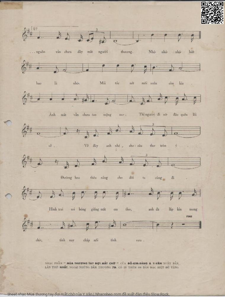 Page 3 of Sheet music PDF Mùa thương tay đợi mắt chờ - Y Vân