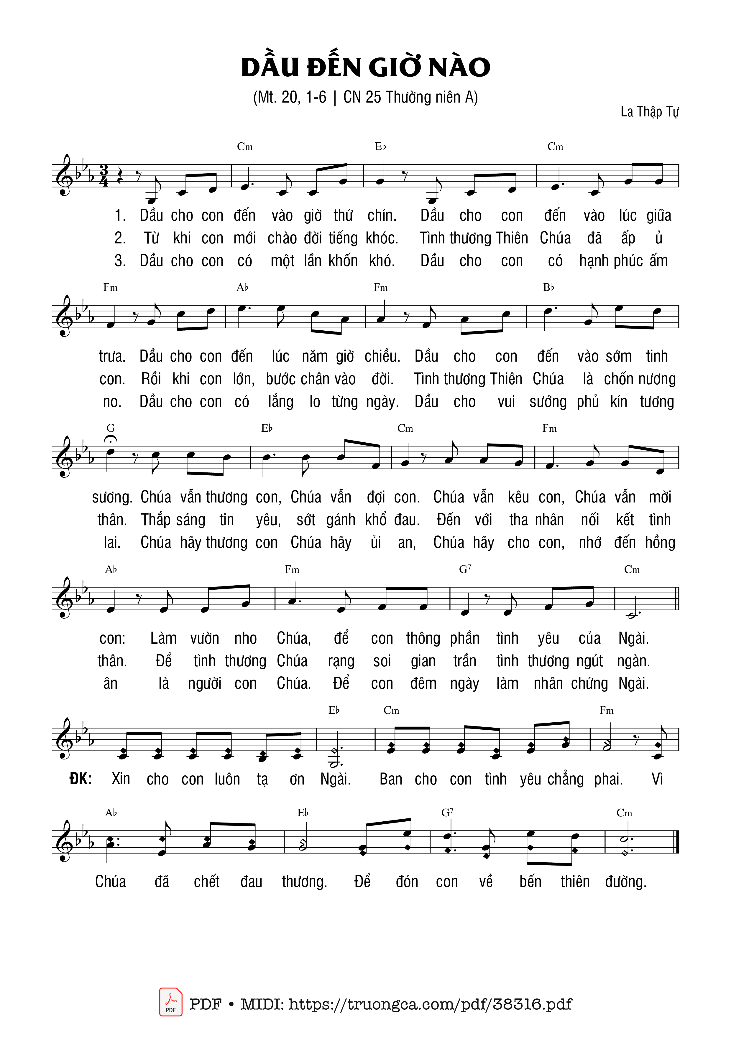 Page 1 of Sheet music PDF Dầu Đến Giờ Nào - La Thập Tự