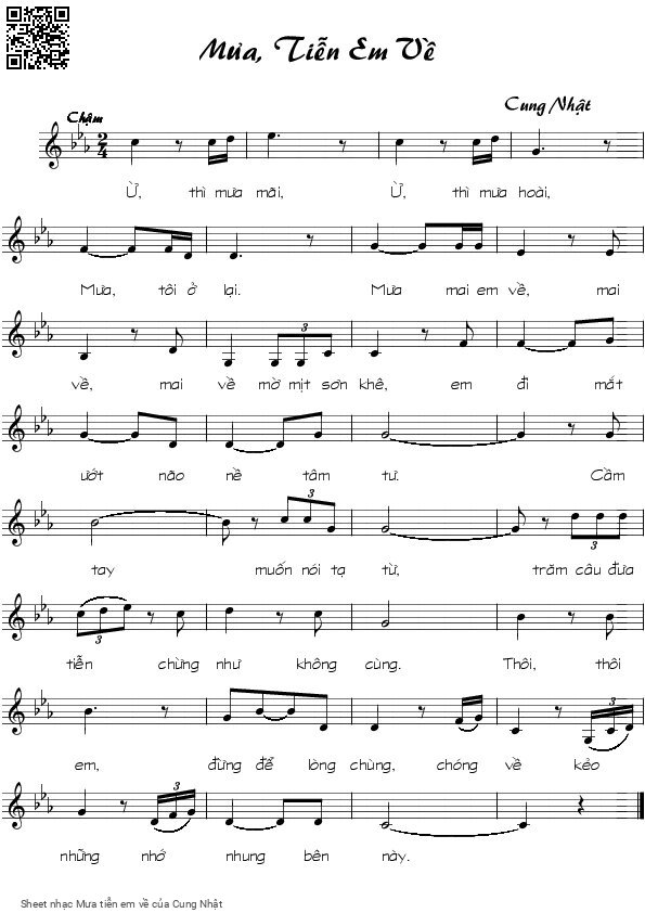 Sheet PDF of Mưa tiễn em về
