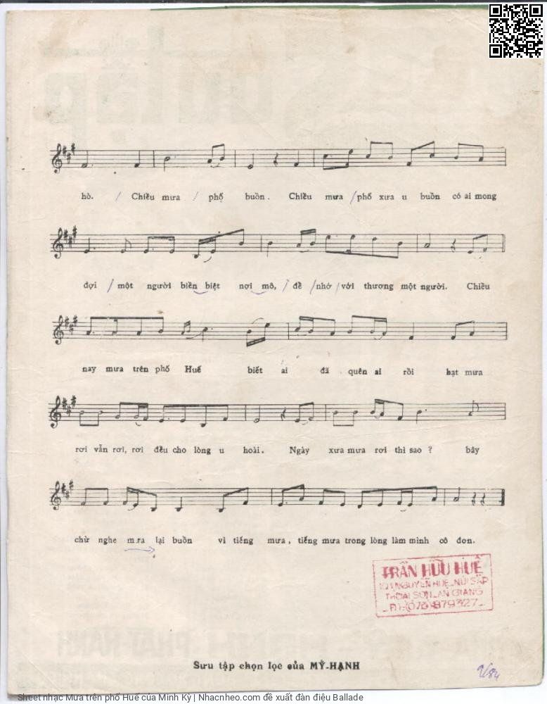 Page 2 of Sheet music PDF Mưa trên phố Huế - Minh Kỳ