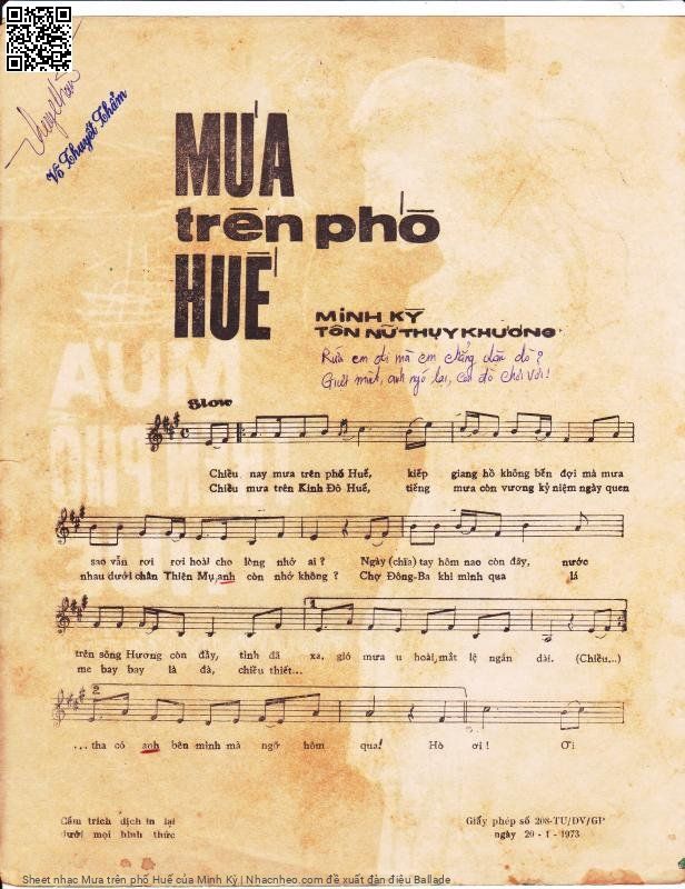 Page 5 of Sheet music PDF Mưa trên phố Huế - Minh Kỳ