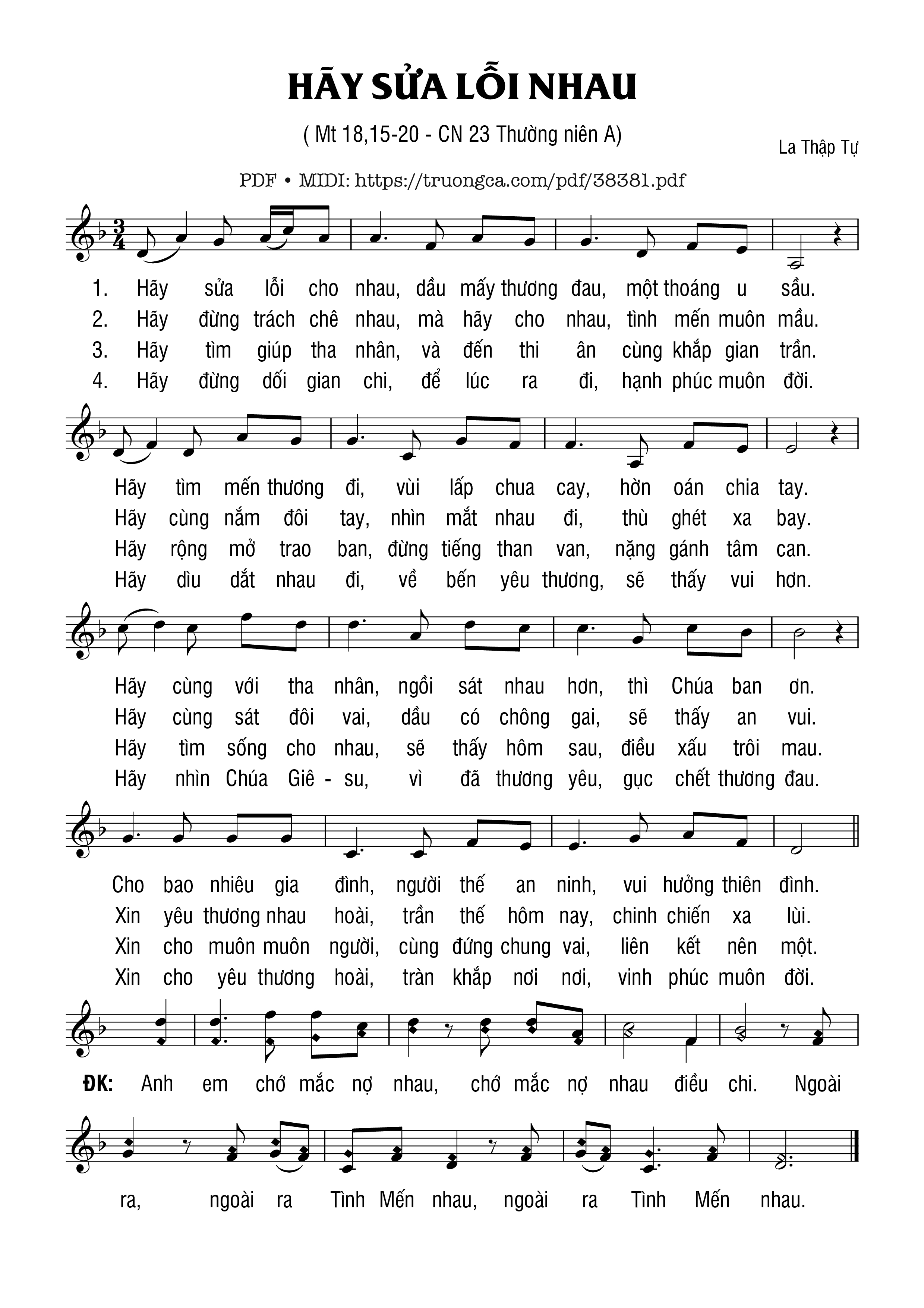 Page 1 of Sheet music PDF Hãy Sửa Lỗi Nhau - La Thập Tự
