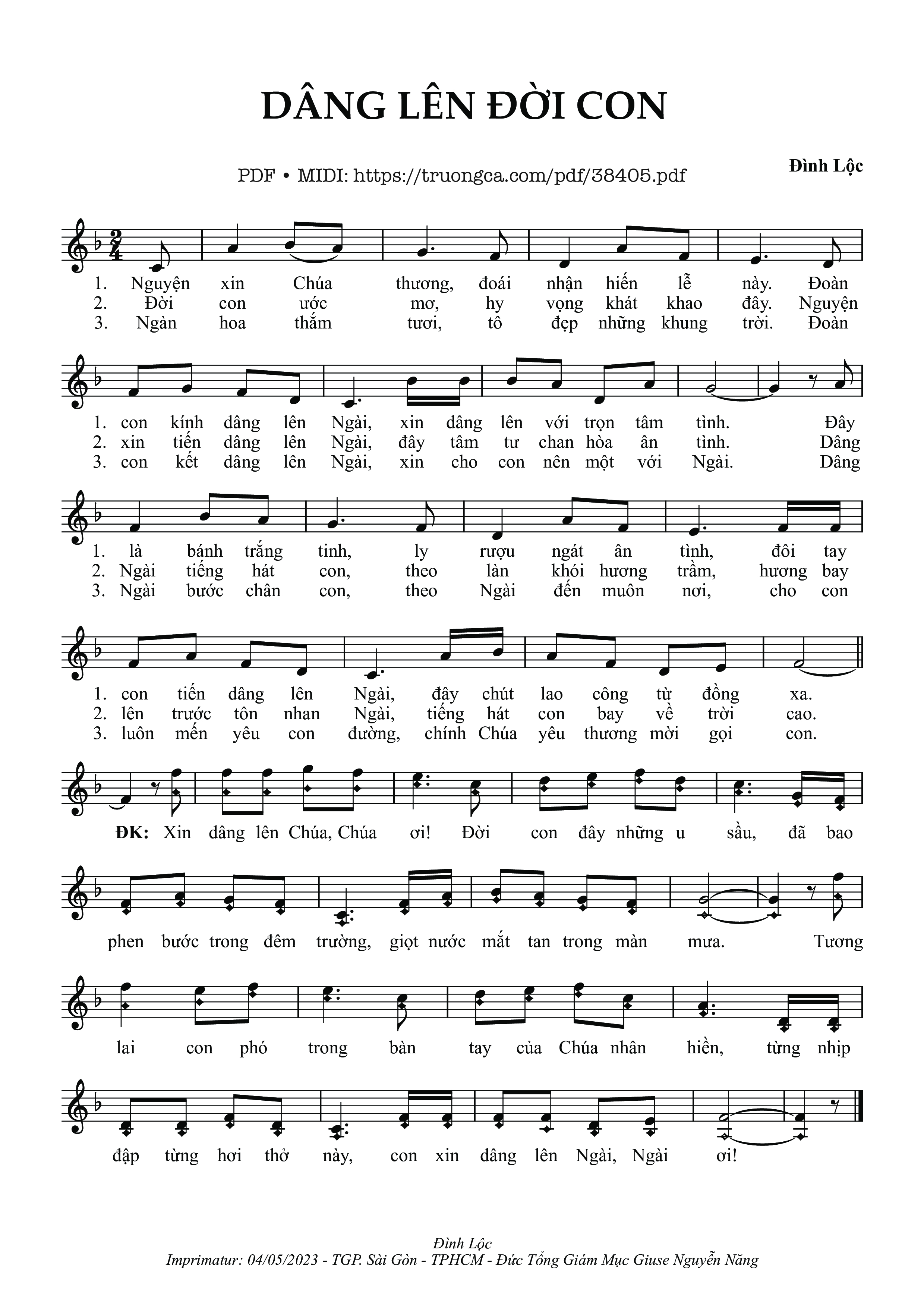Page 1 of Sheet music PDF Dâng Lên Đời Con - Đình Lộc