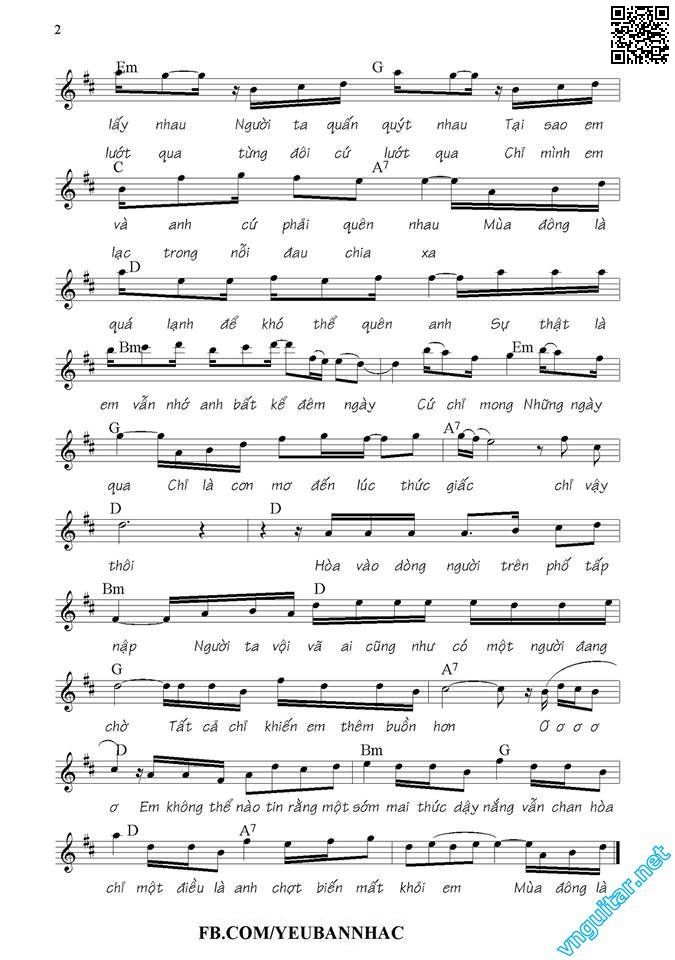 Page 2 of Sheet music PDF Mùa xa nhau - Tiên Cookie