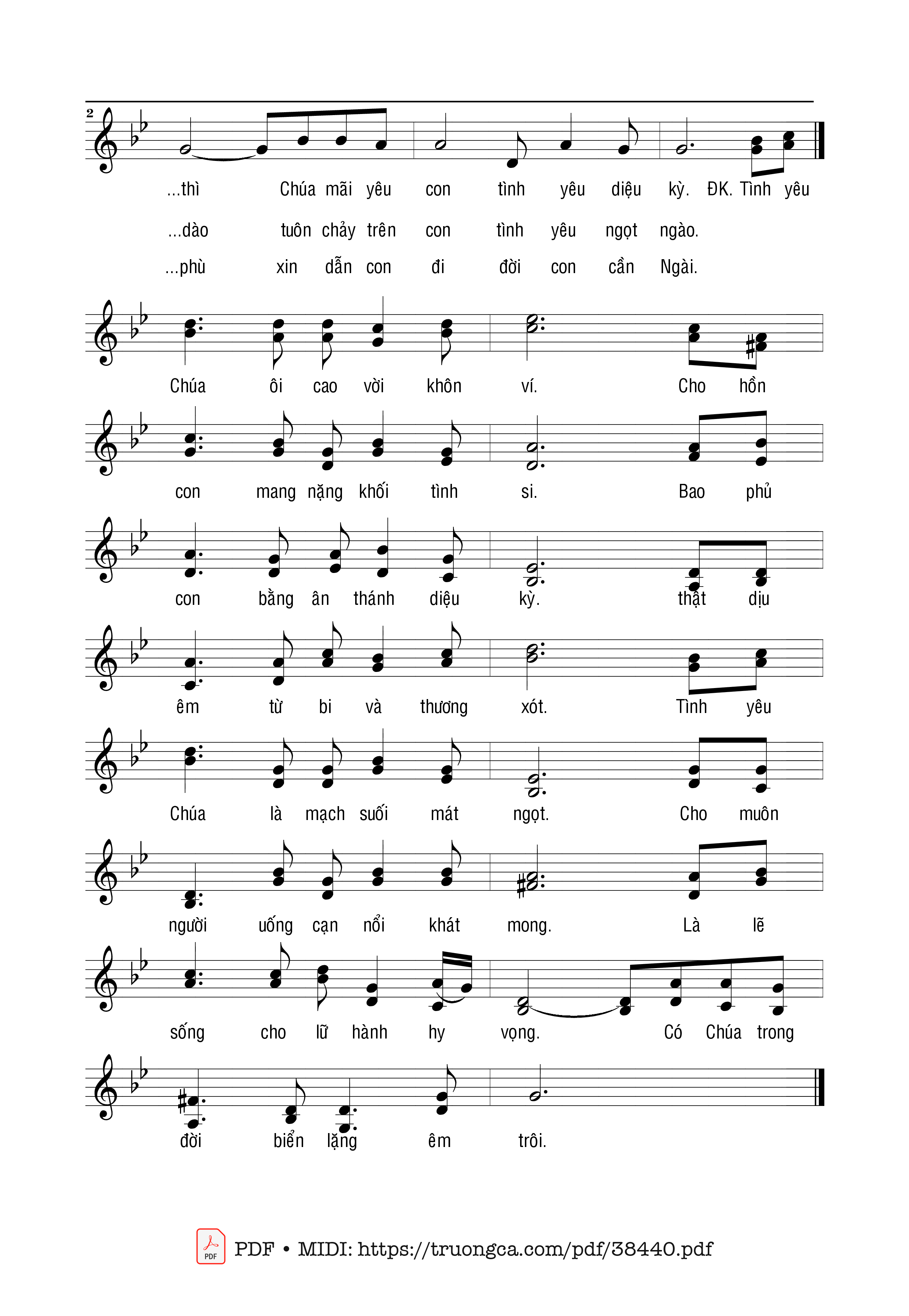 Page 2 of Sheet music PDF Xin Chiếm Ngự Trái Tim Con - Hương Đan (Thơ: Từ Linh)