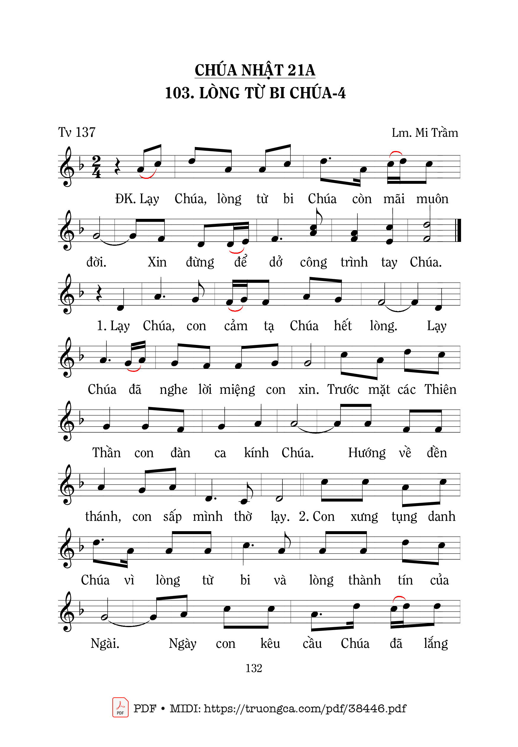 Page 1 of Sheet music PDF Thánh Vịnh 137, Lòng Từ Bi Chúa 4 - Mi Trầm