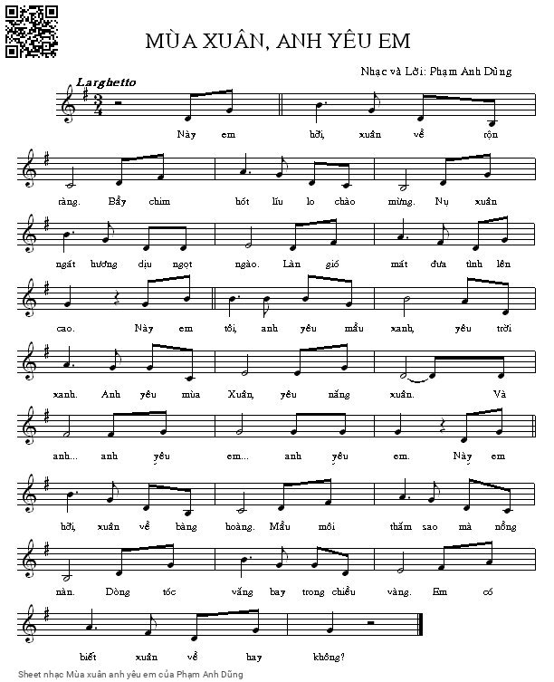 Sheet PDF of Mùa xuân anh yêu em