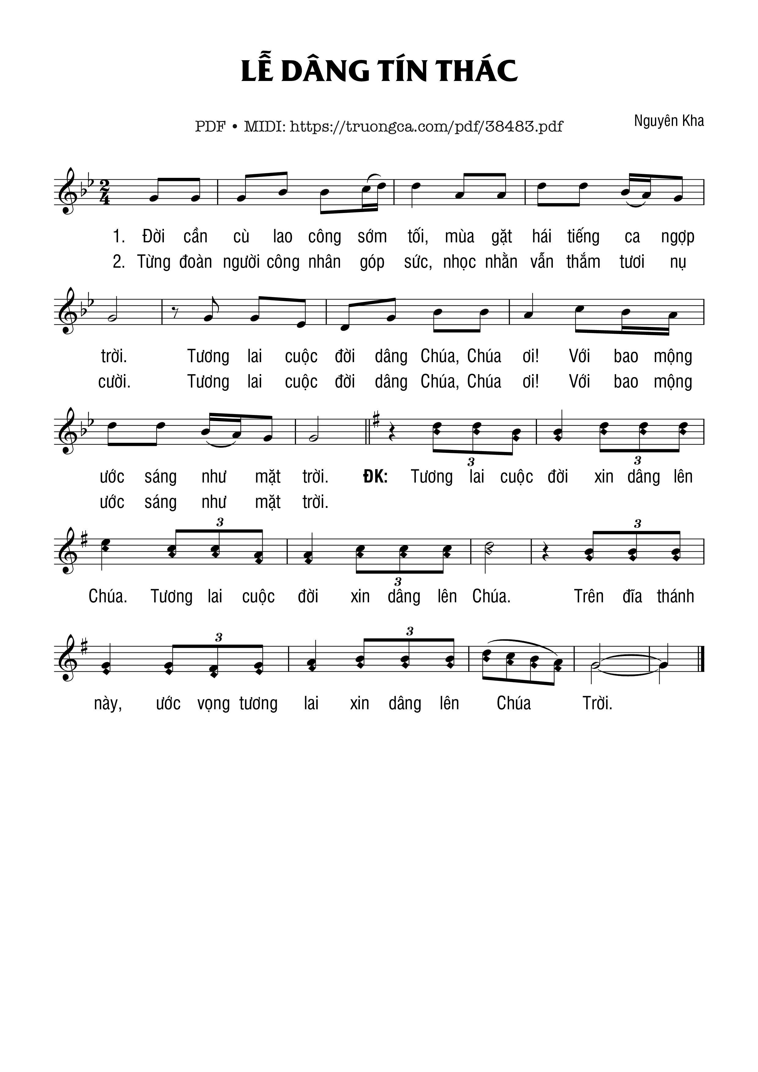 Page 1 of Sheet music PDF Lễ Dâng Tín Thác - Nguyên Kha