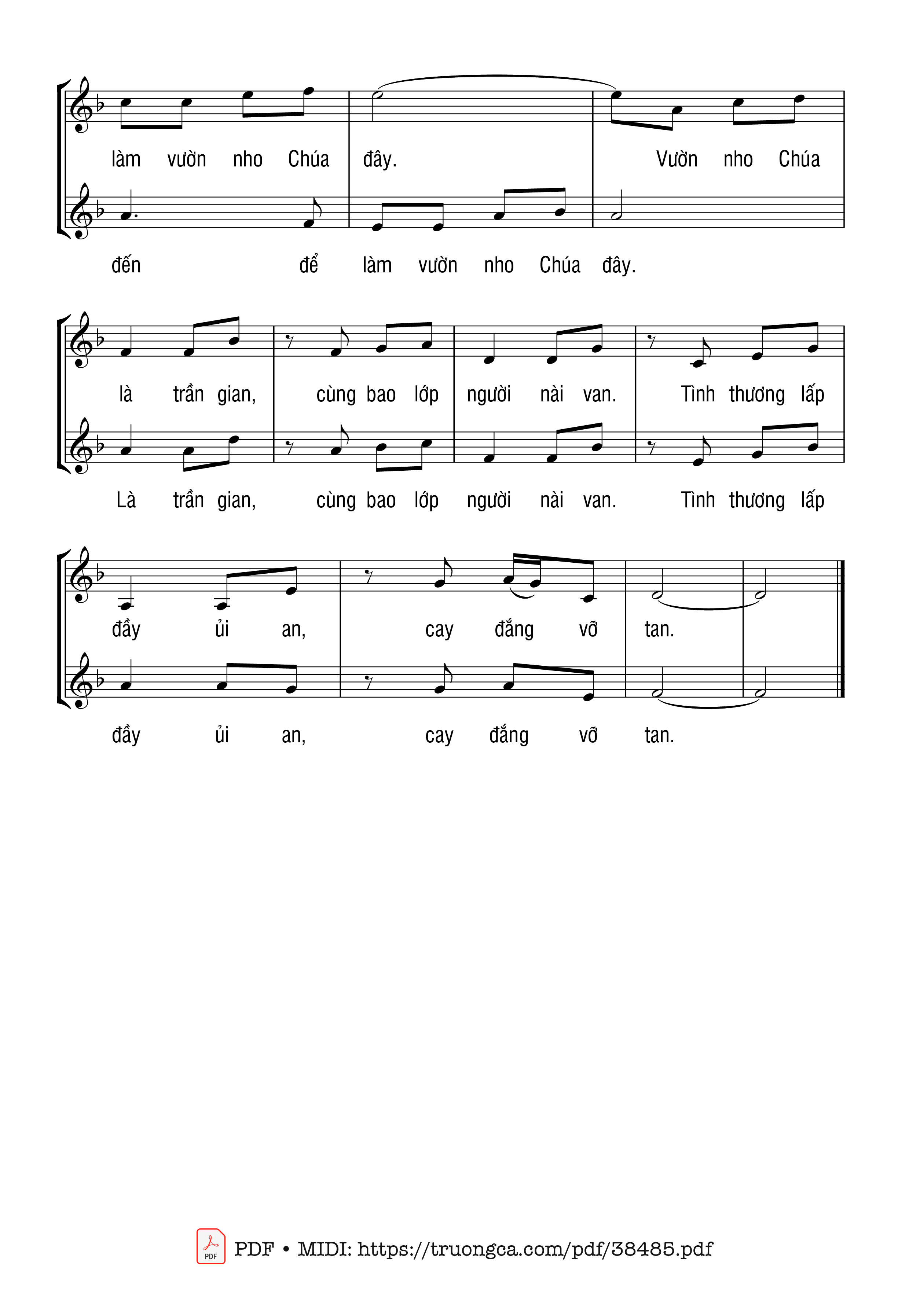 Page 2 of Sheet music PDF Làm Vườn Nho Chúa - La Thập Tự
