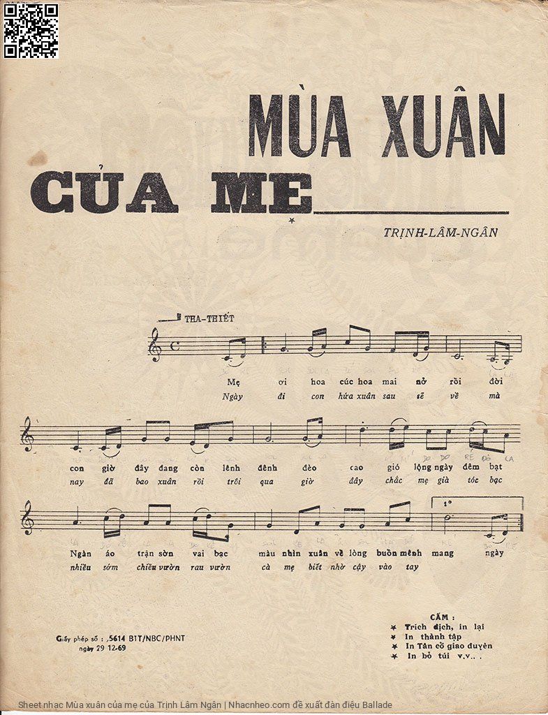 Page 2 of Sheet music PDF Mùa xuân của mẹ - Trịnh Lâm Ngân
