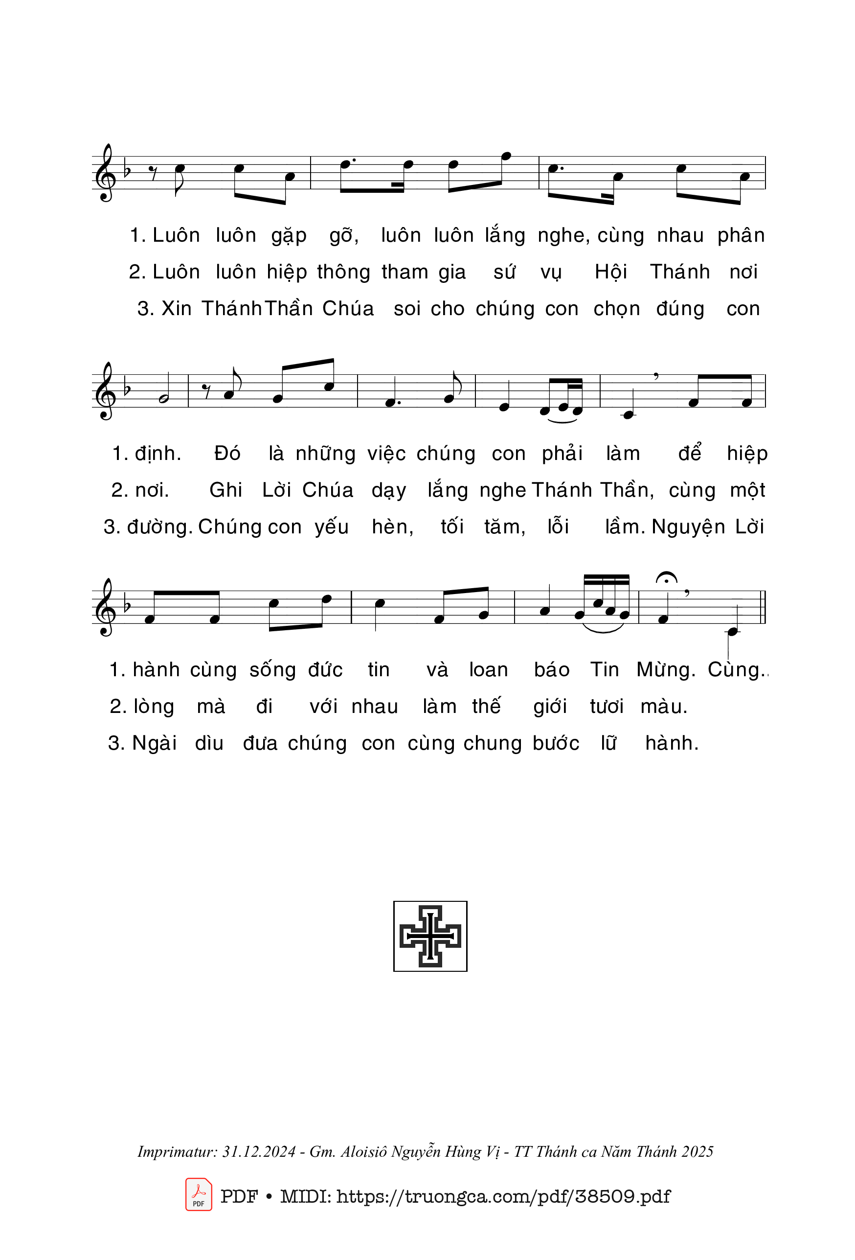 Page 2 of Sheet music PDF Bài Ca Hiệp Hành - Anh Tuấn + Nguyễn Duy + Phanxicô