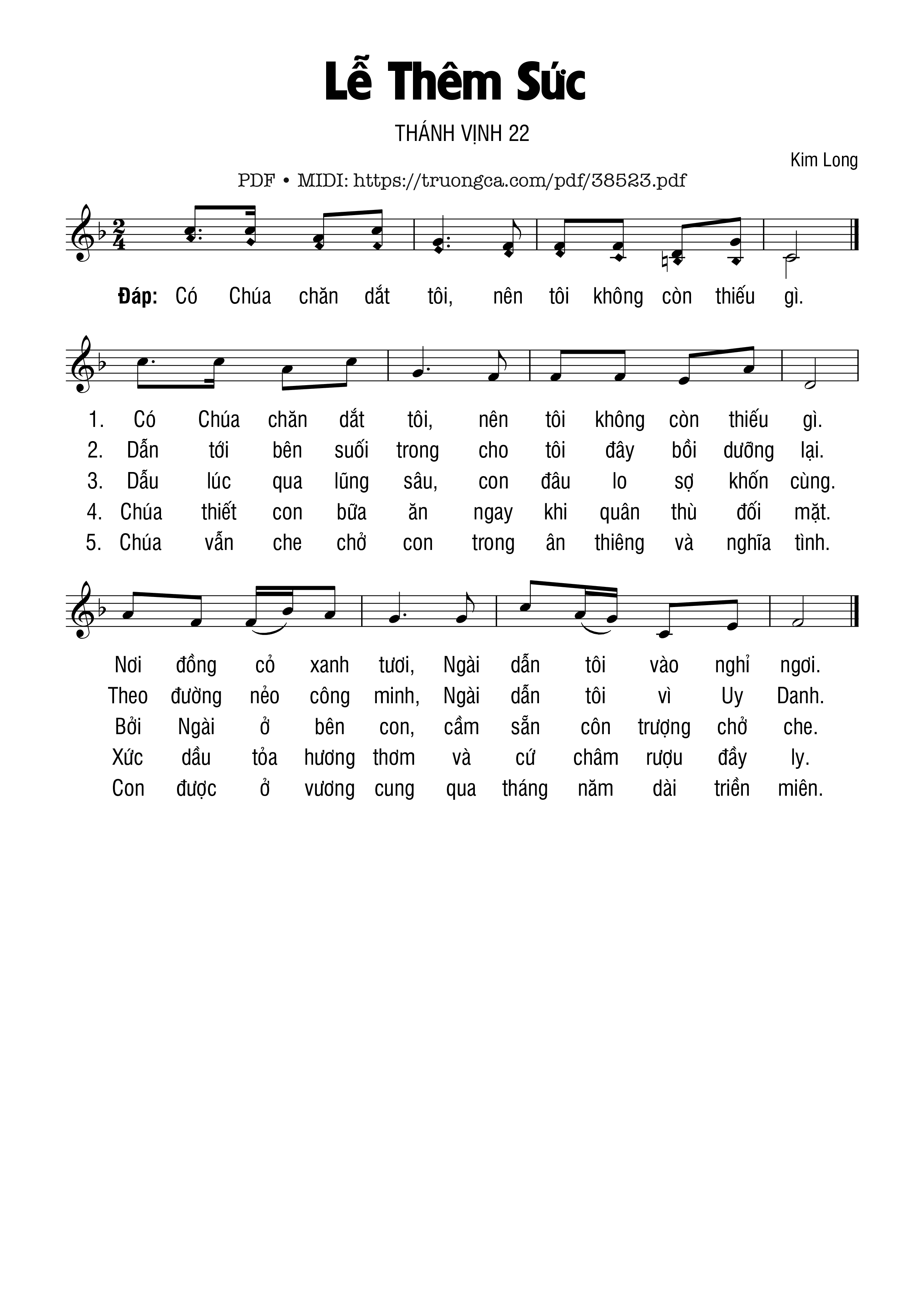 Page 1 of Sheet music PDF Thánh Vịnh 22, Lễ Thêm Sức - Kim Long