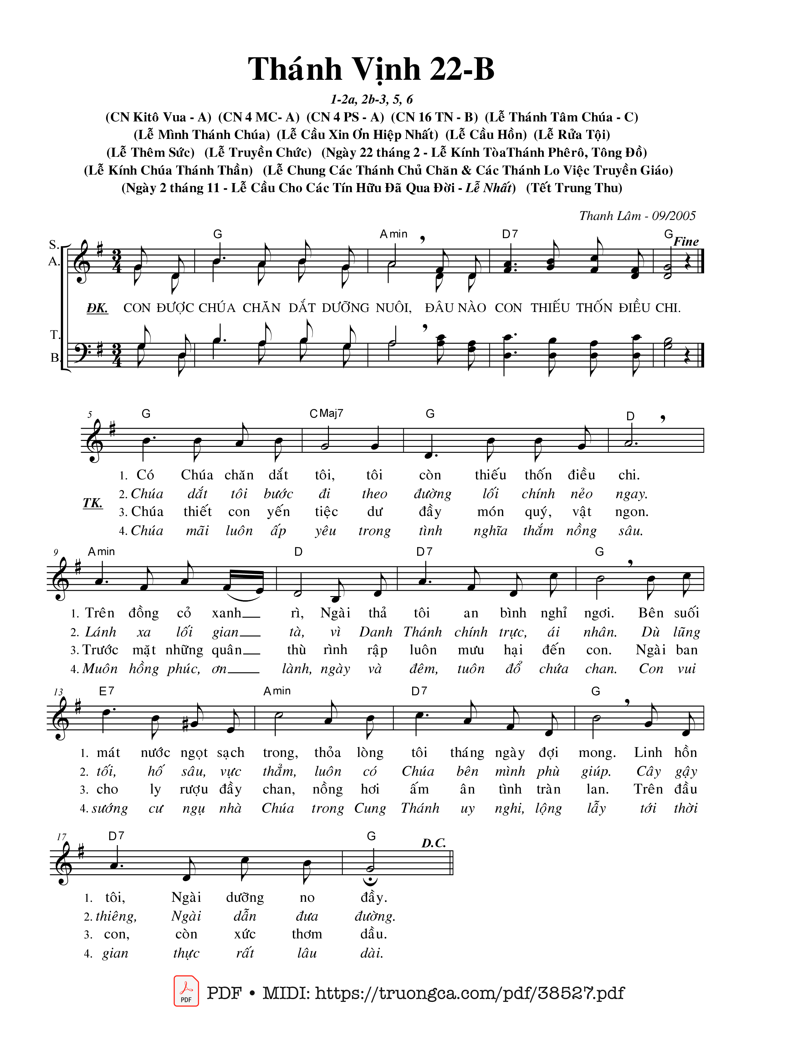Page 1 of Sheet music PDF Thánh Vịnh 22, Lễ Thêm Sức - Thanh Lâm