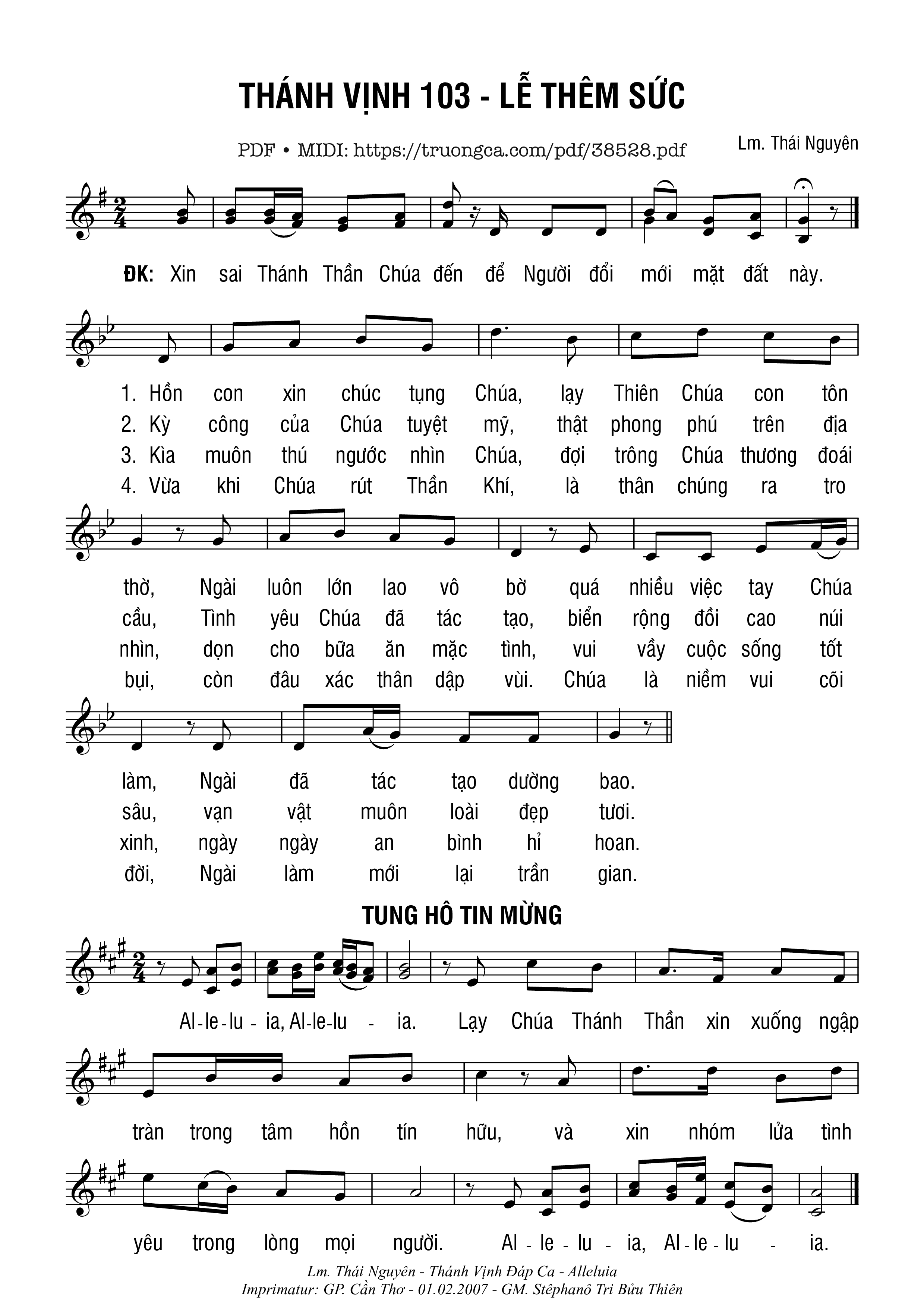 Page 1 of Sheet music PDF Thánh Vịnh 103, Lễ Thêm Sức - Thái Nguyên