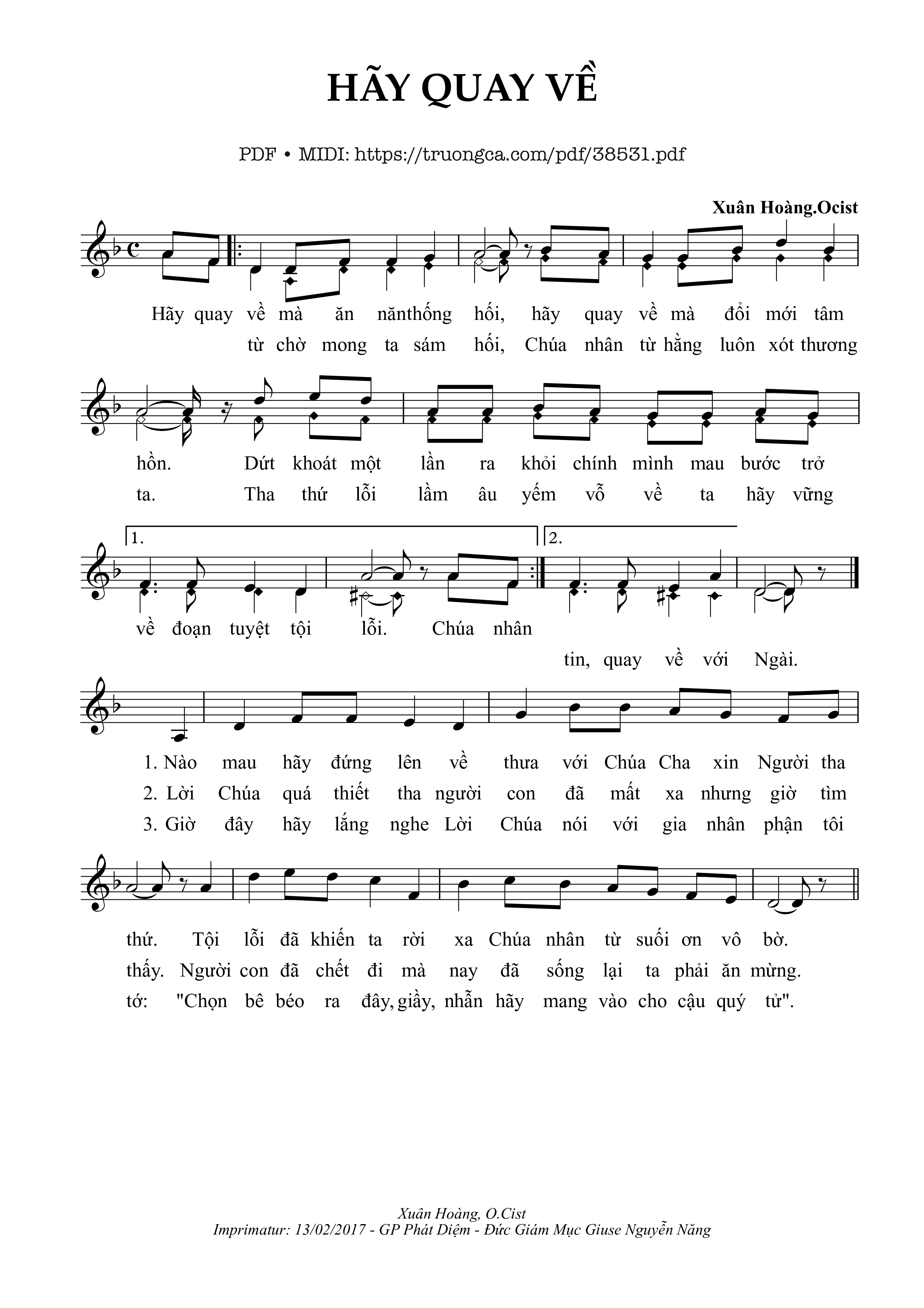 Page 1 of Sheet music PDF Hãy Quay Về - Xuân Hoàng