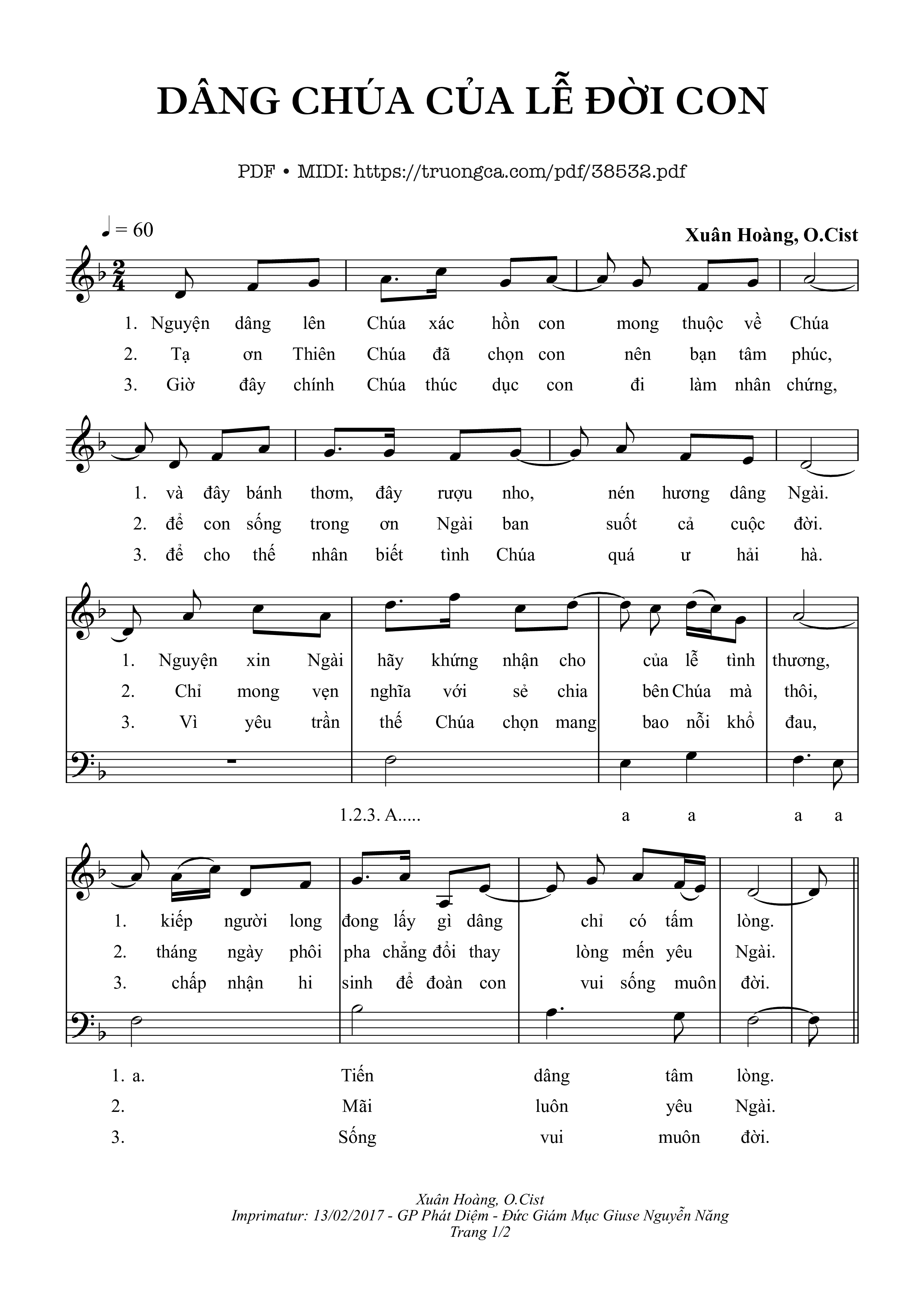 Page 1 of Sheet music PDF Dâng Chúa Của Lễ Đời Con - Xuân Hoàng