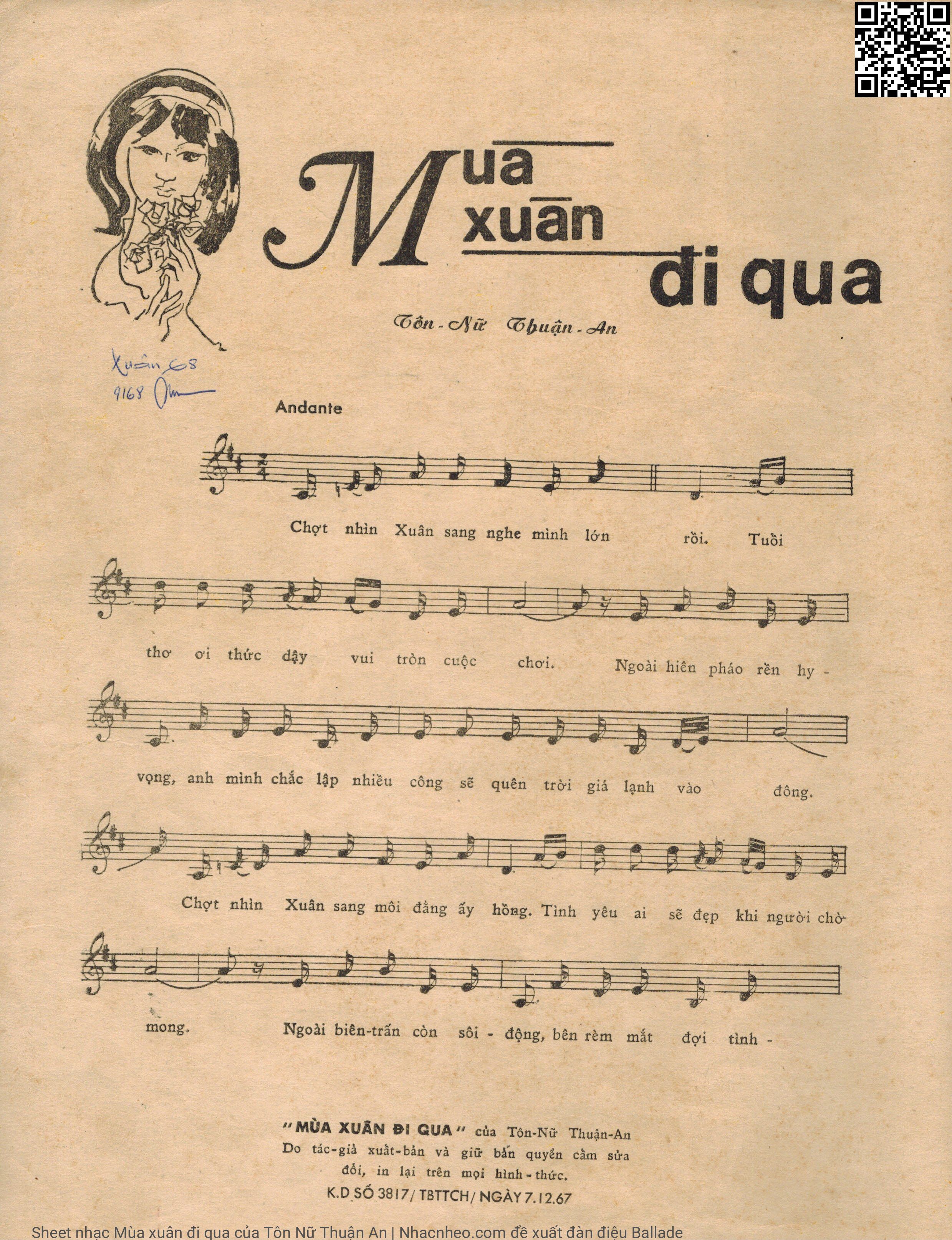 Page 2 of Sheet music PDF Mùa xuân đi qua - Tôn Nữ Thuận An