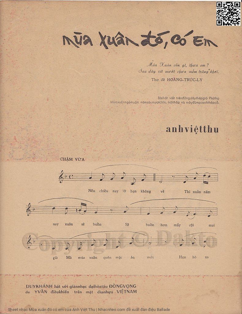 Page 2 of Sheet music PDF Mùa xuân đó có em - Anh Việt Thu