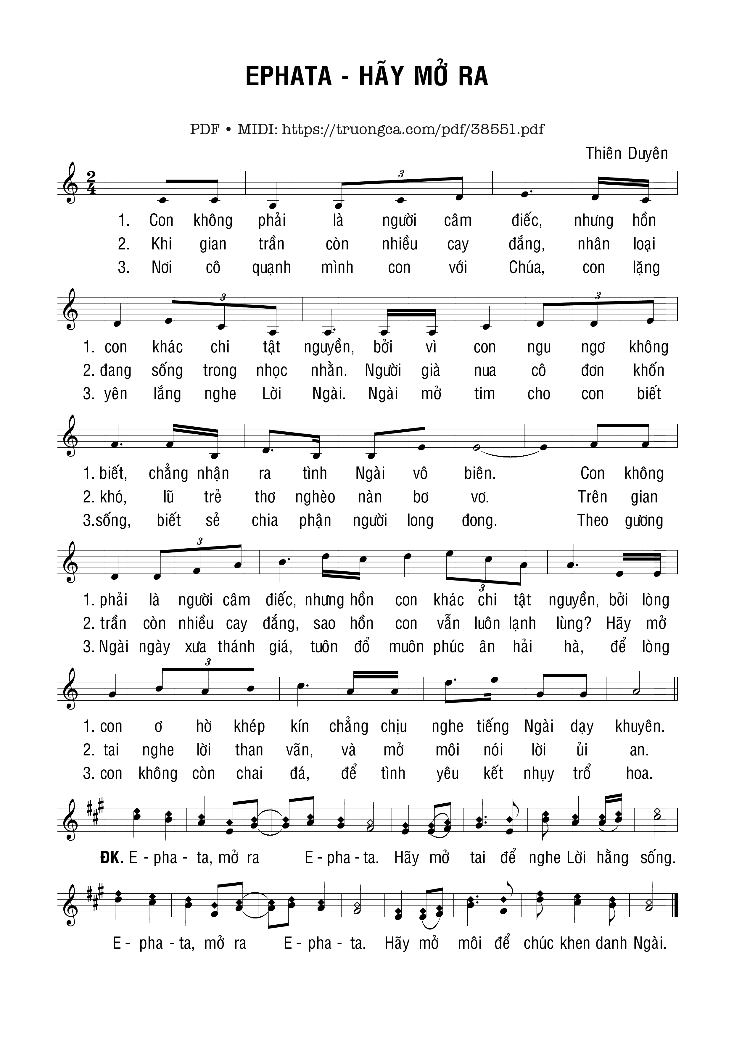 Page 1 of Sheet music PDF Ephata, Hãy Mở Ra - Thiên Duyên