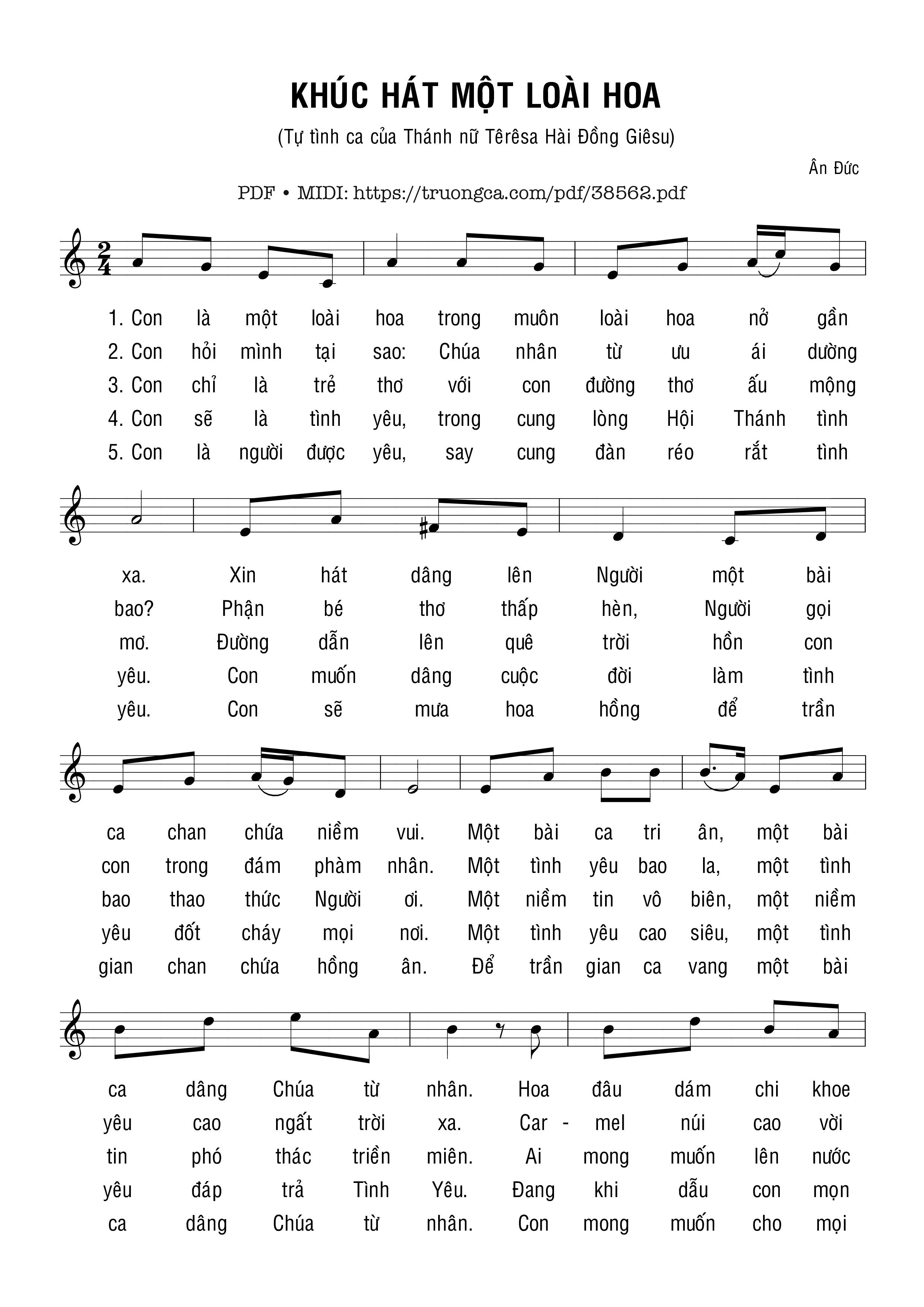 Page 1 of Sheet music PDF Khúc Hát Một Loài Hoa - Ân Đức