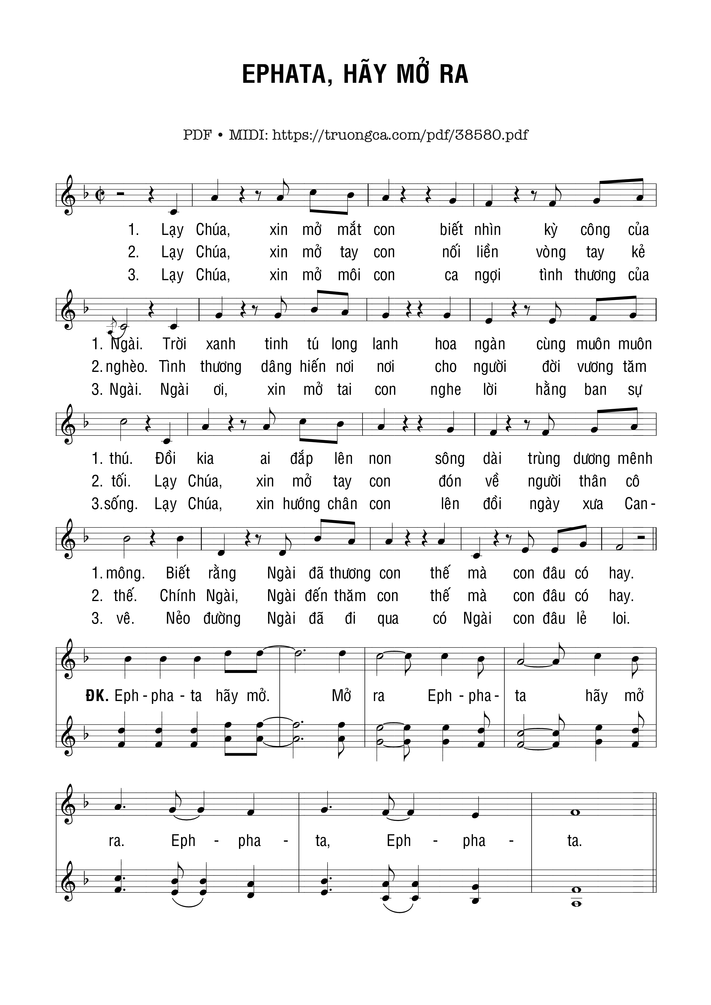 Page 1 of Sheet music PDF Ephata Hãy Mở Ra - Thành Tâm