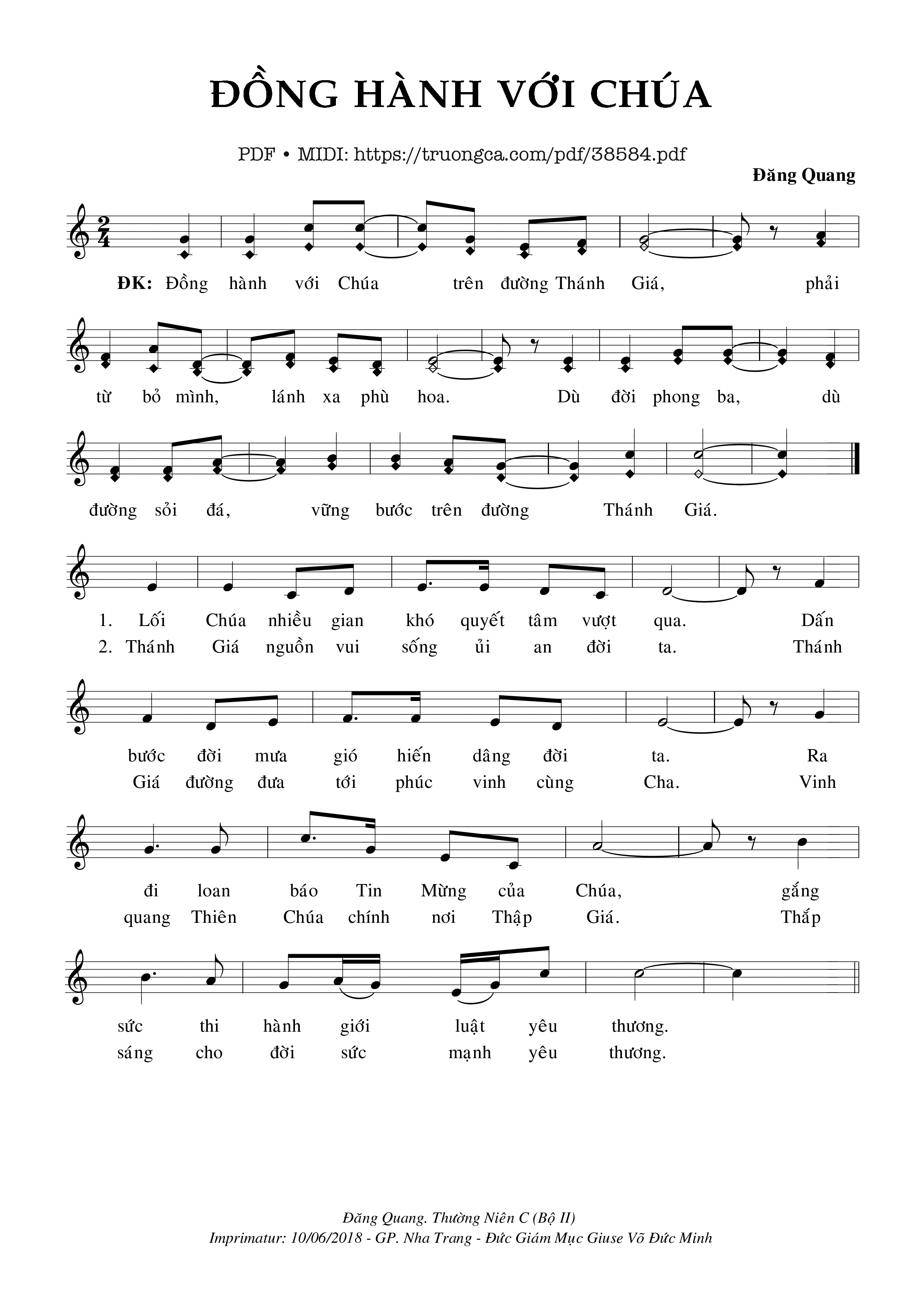 Page 1 of Sheet music PDF Đồng Hành Với Chúa - Đăng Quang