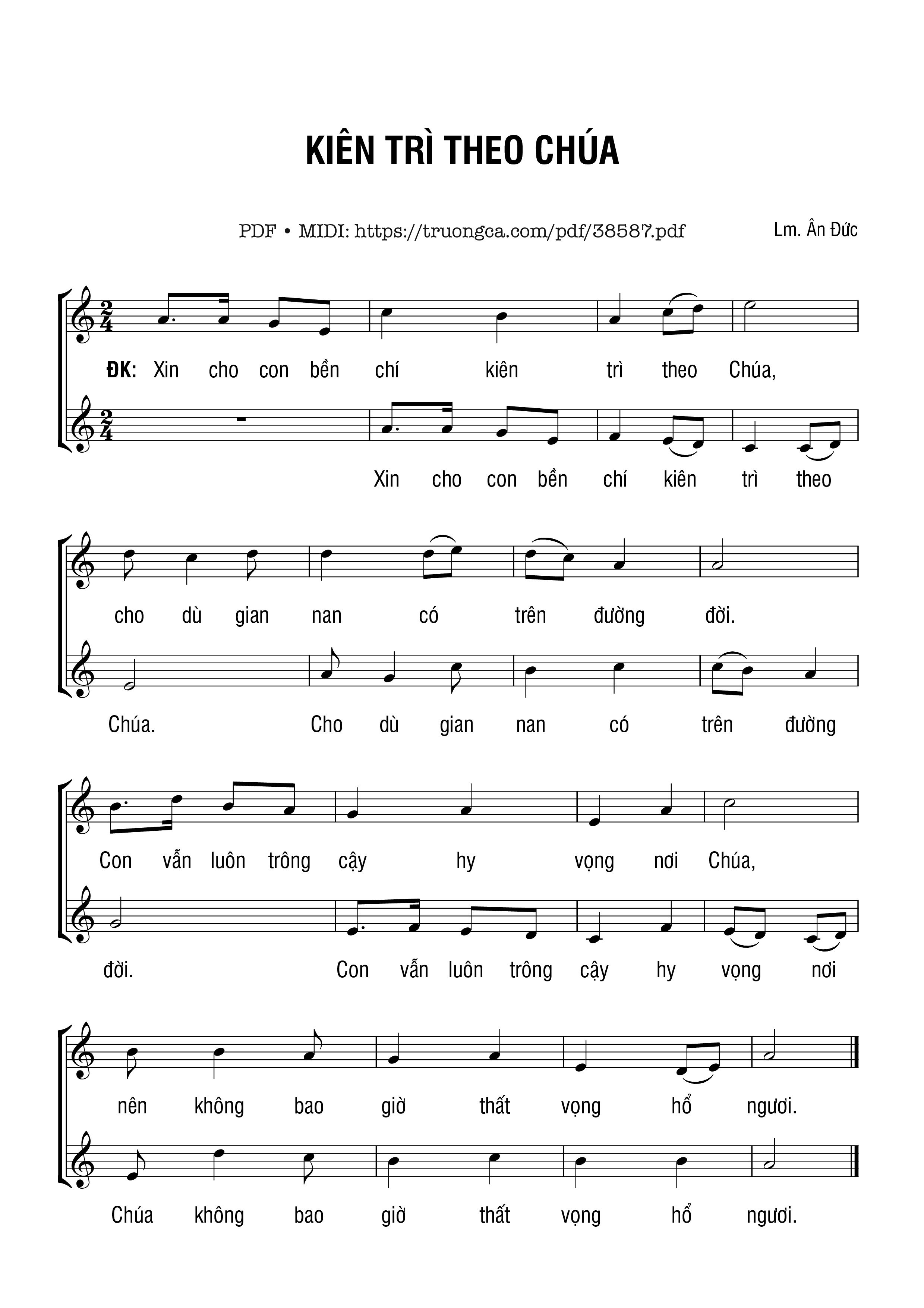 Page 1 of Sheet music PDF Kiên Trì Theo Chúa - Ân Đức
