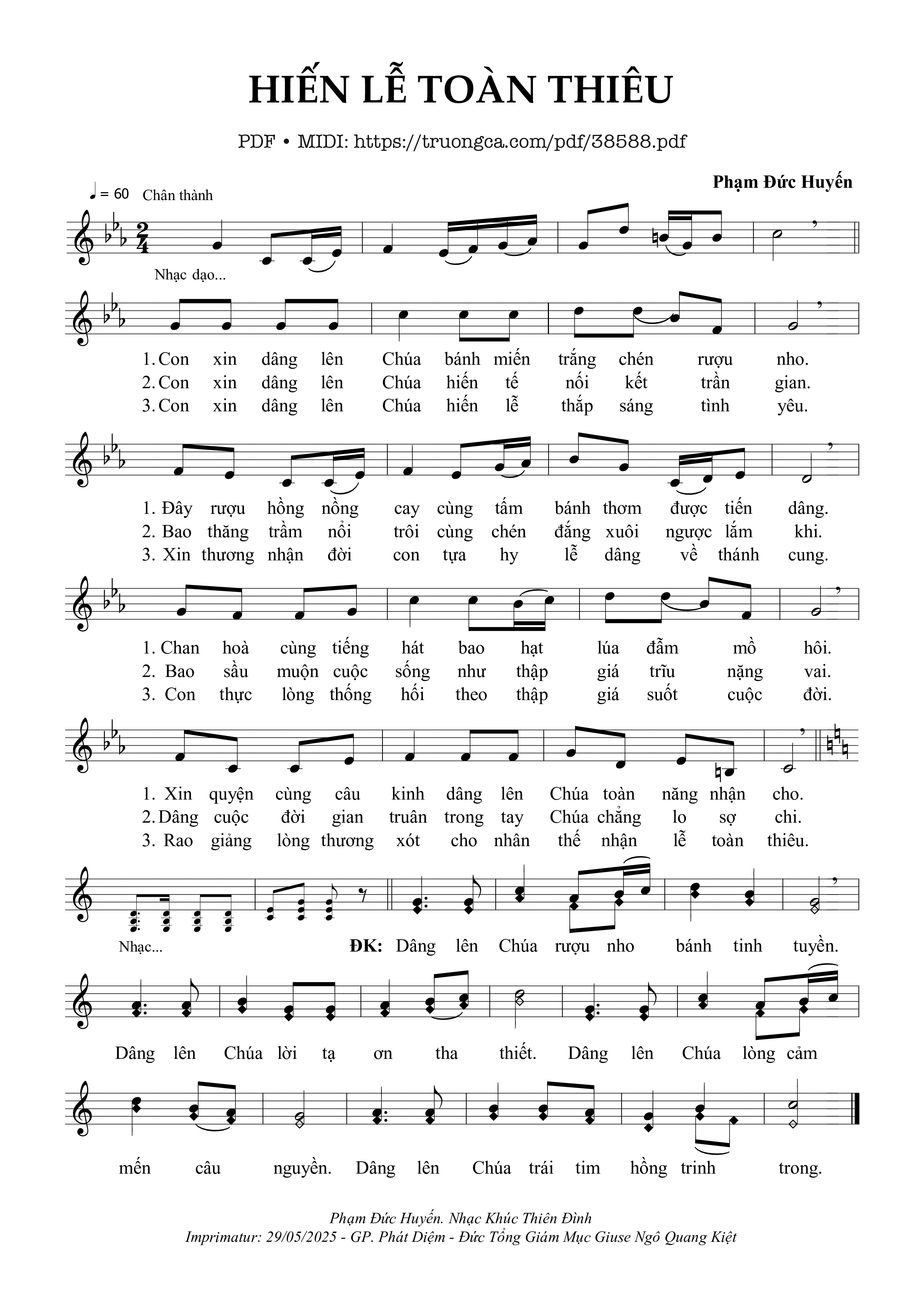 Page 1 of Sheet music PDF Hiến Lễ Toàn Thiêu - Phạm Đức Huyến