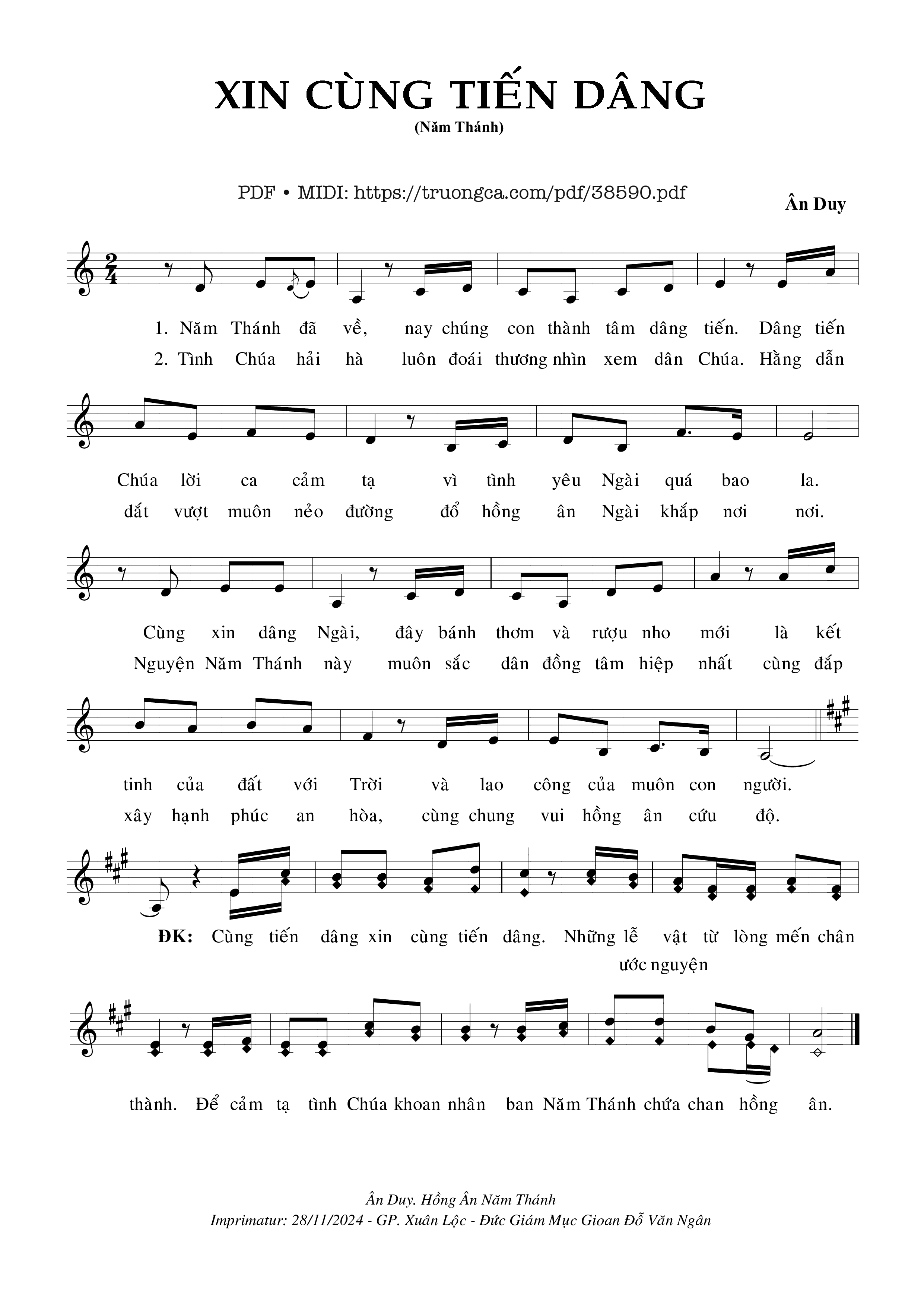 Page 1 of Sheet music PDF Xin Cùng Tiến Dâng - Ân Duy