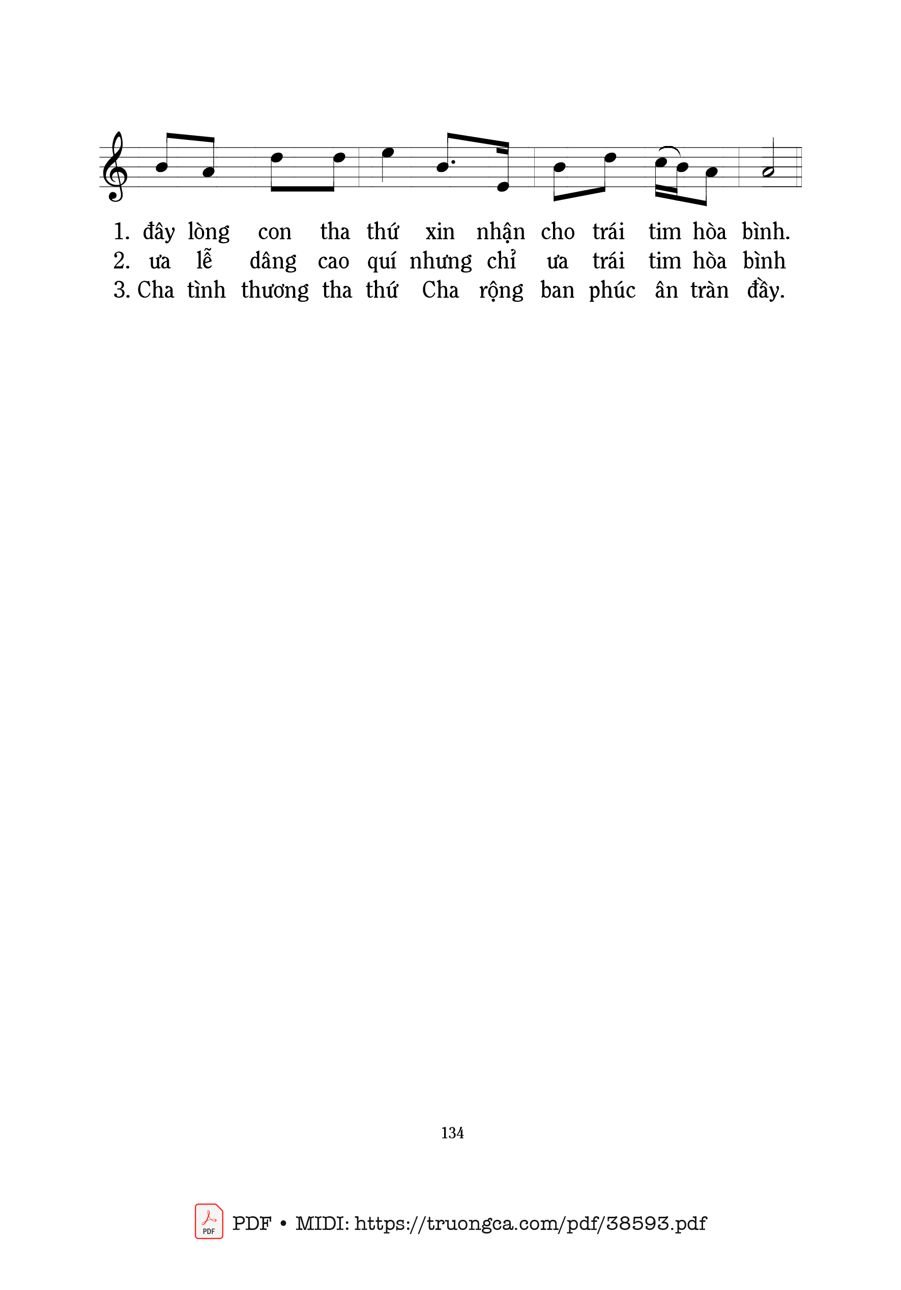 Page 2 of Sheet music PDF Lễ Vật Hòa Bình - Mi Trầm
