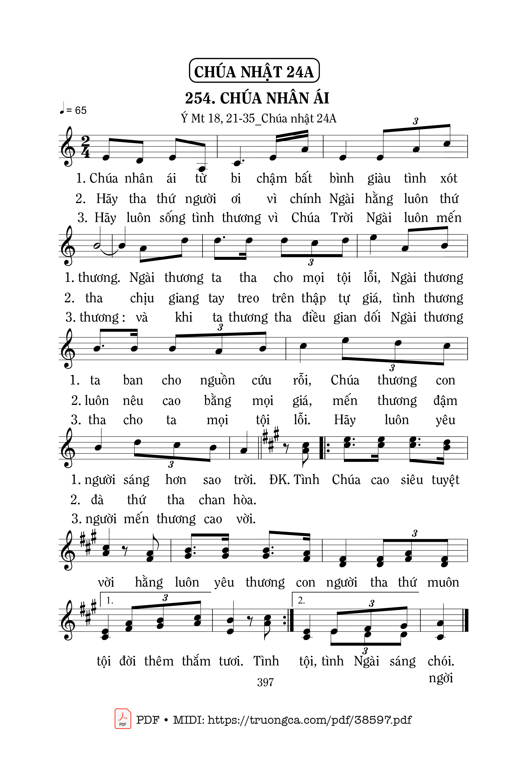 Page 1 of Sheet music PDF Chúa Nhân Ái (Mt 18 - Mi Trầm