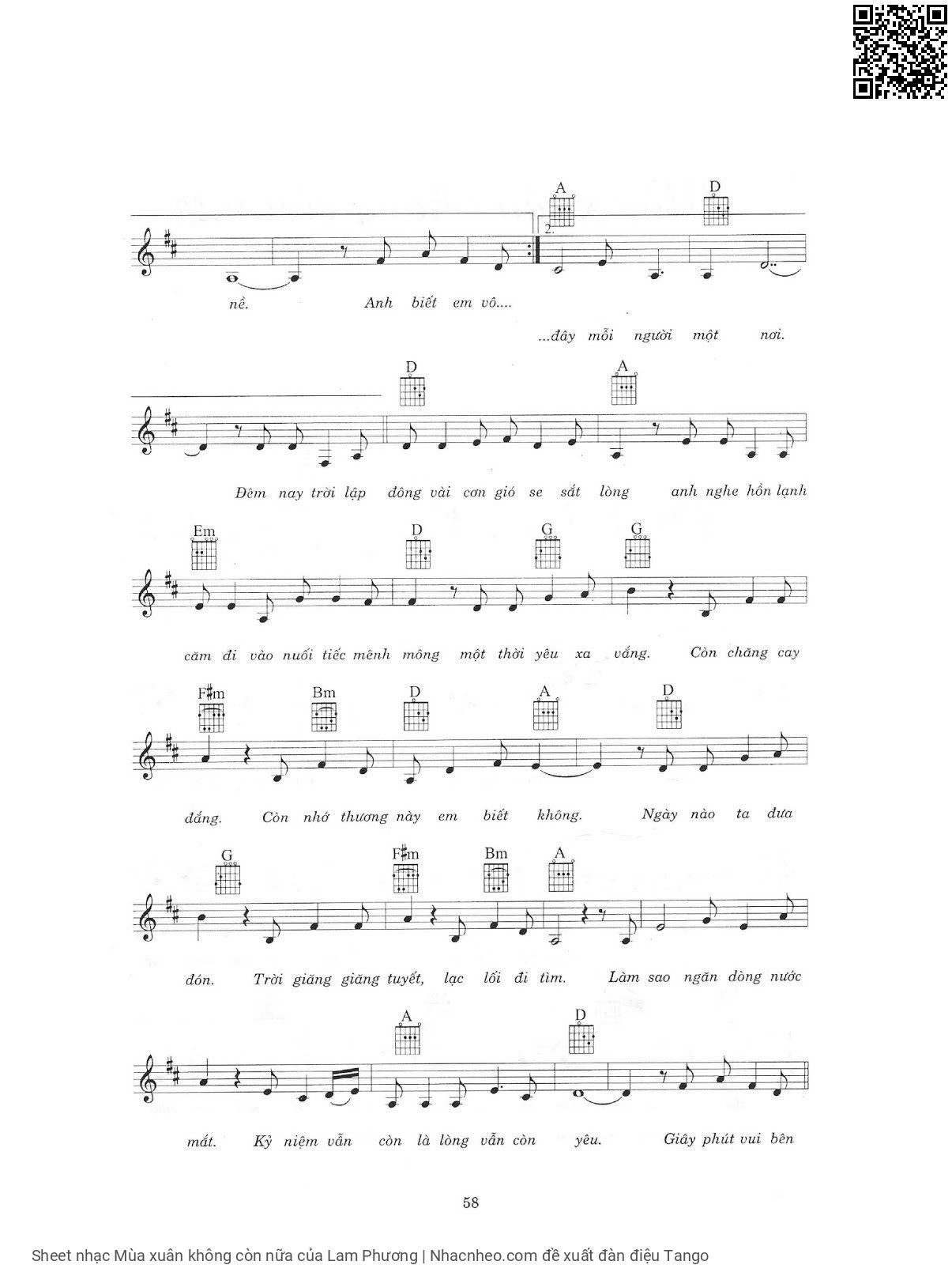 Page 2 of Sheet music PDF Mùa xuân không còn nữa - Lam Phương