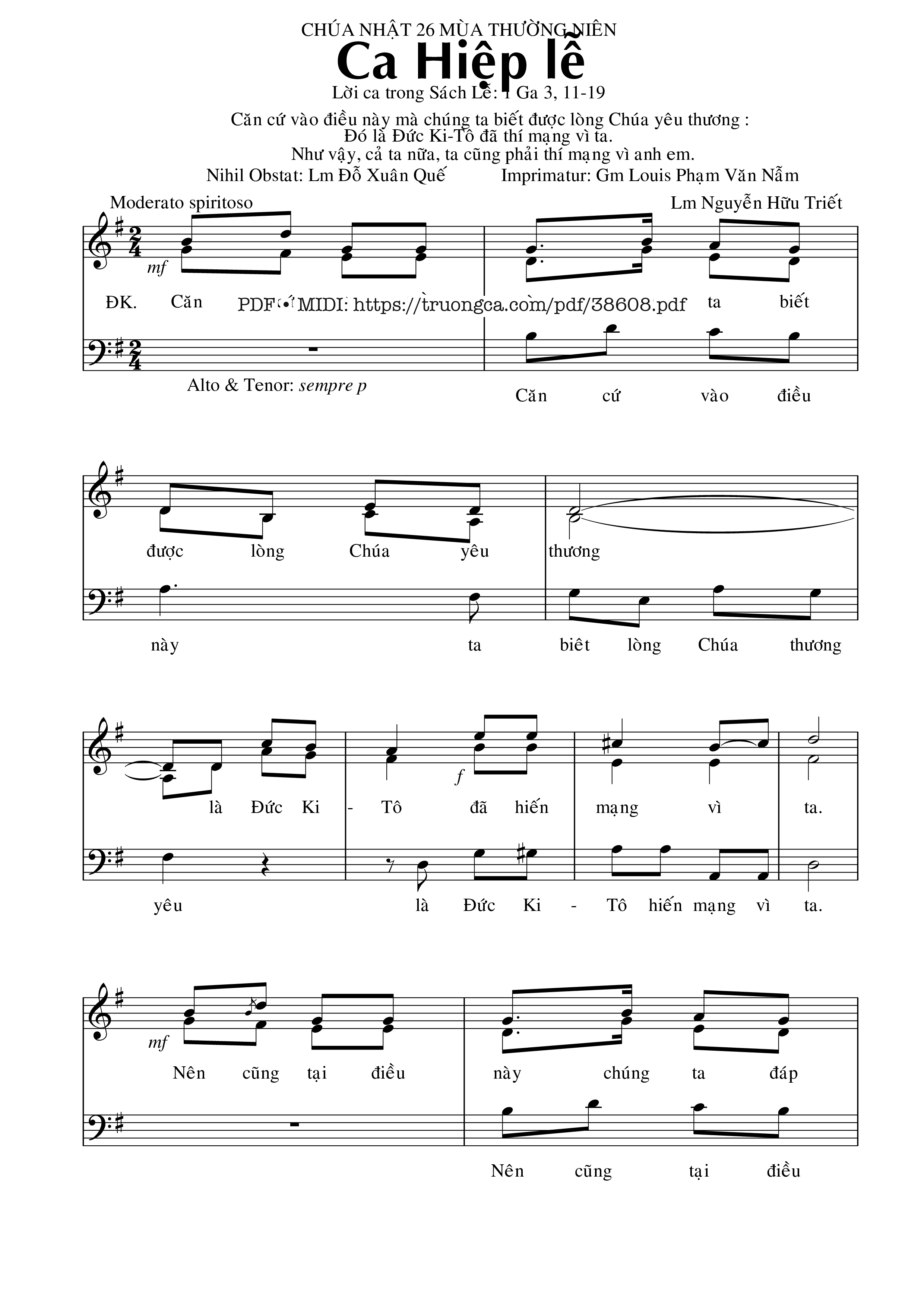 Page 1 of Sheet music PDF Ca Hiệp Lễ Chúa Nhật 26 Thường Niên - Nguyễn Hữu Triết