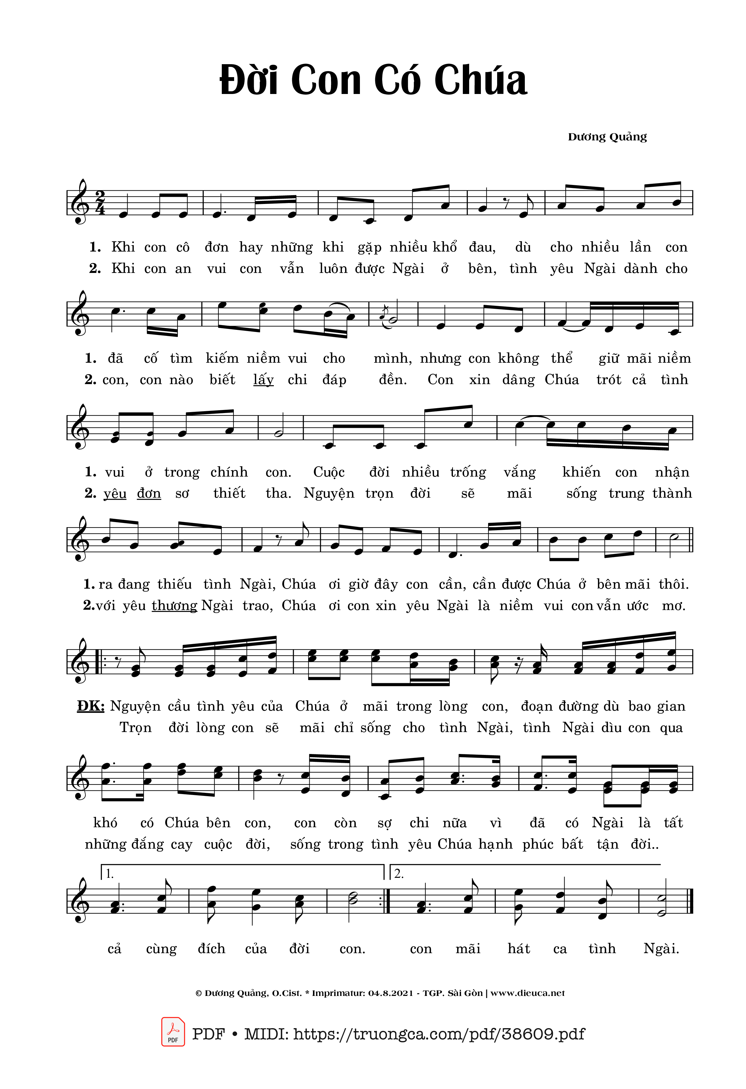 Page 1 of Sheet music PDF Đời Con Có Chúa - Dương Quảng