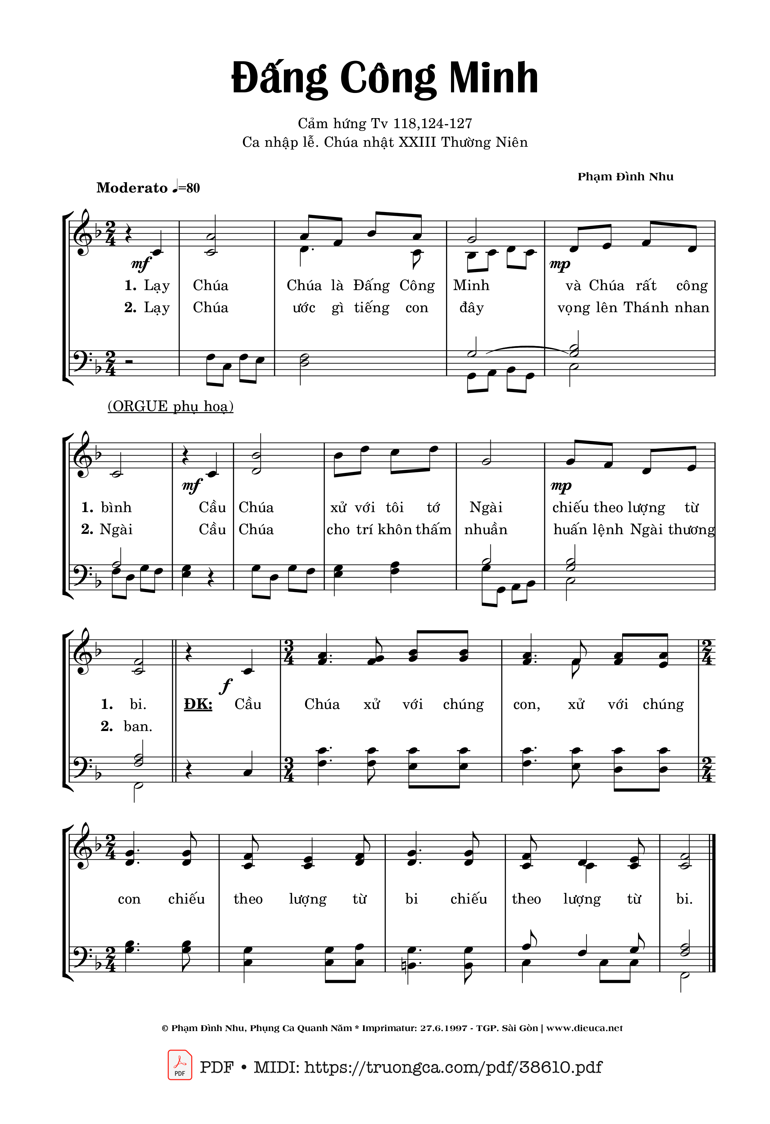 Page 1 of Sheet music PDF Thánh Vịnh 118, Đấng Công Minh - Phạm Đình Nhu