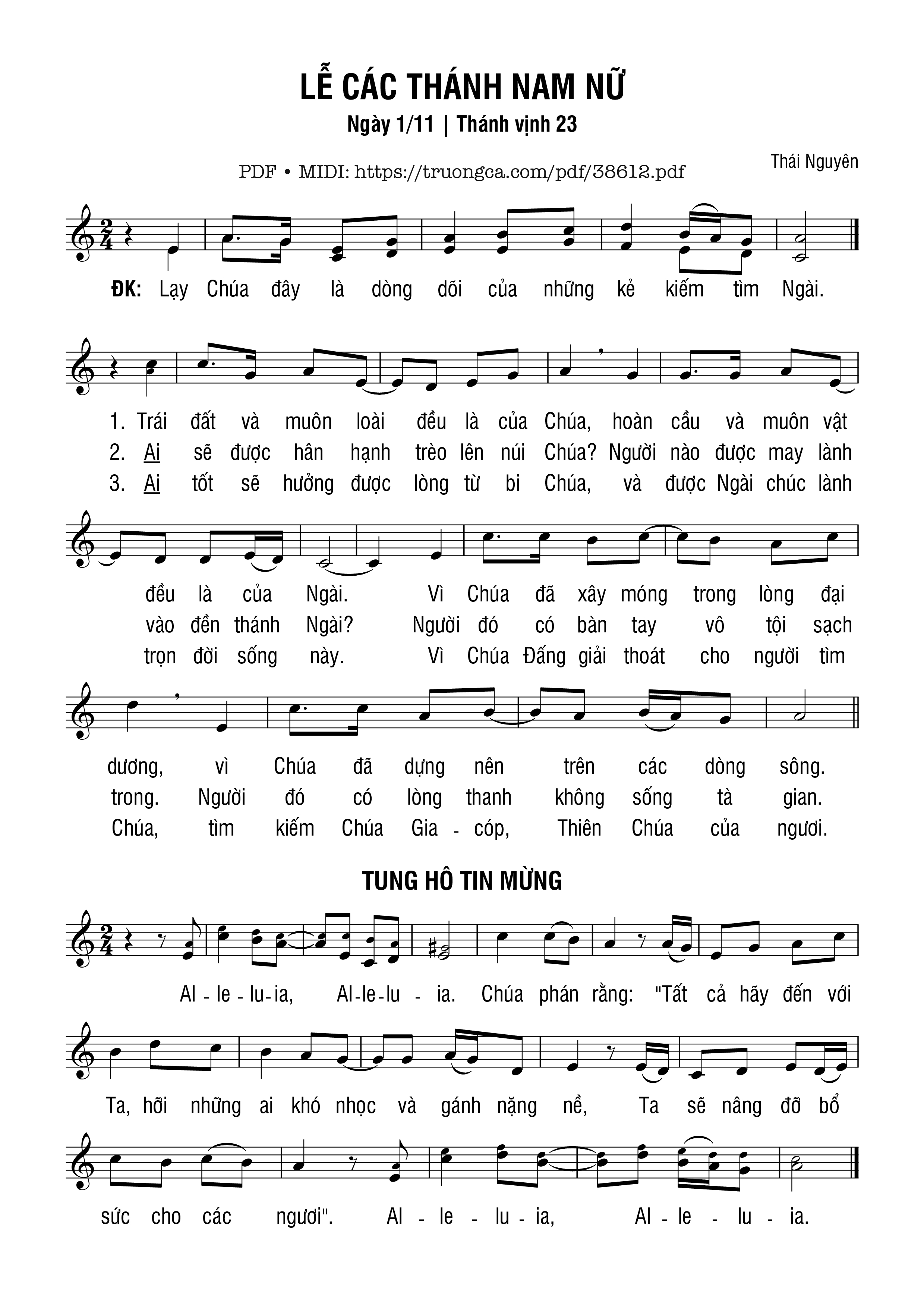 Page 1 of Sheet music PDF Thánh Vịnh 23, Lễ Các Thánh Nam Nữ - Thái Nguyên