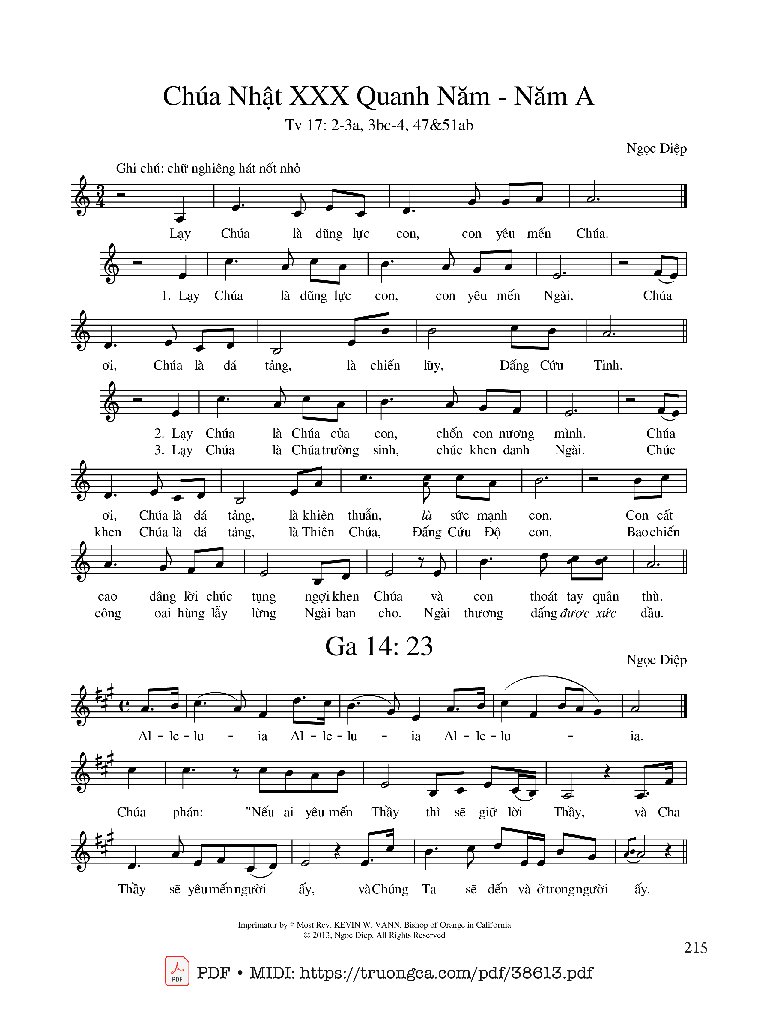 Page 1 of Sheet music PDF Thánh Vịnh 17, Chúa Nhật 30A Thường Niên - Ngọc Diệp