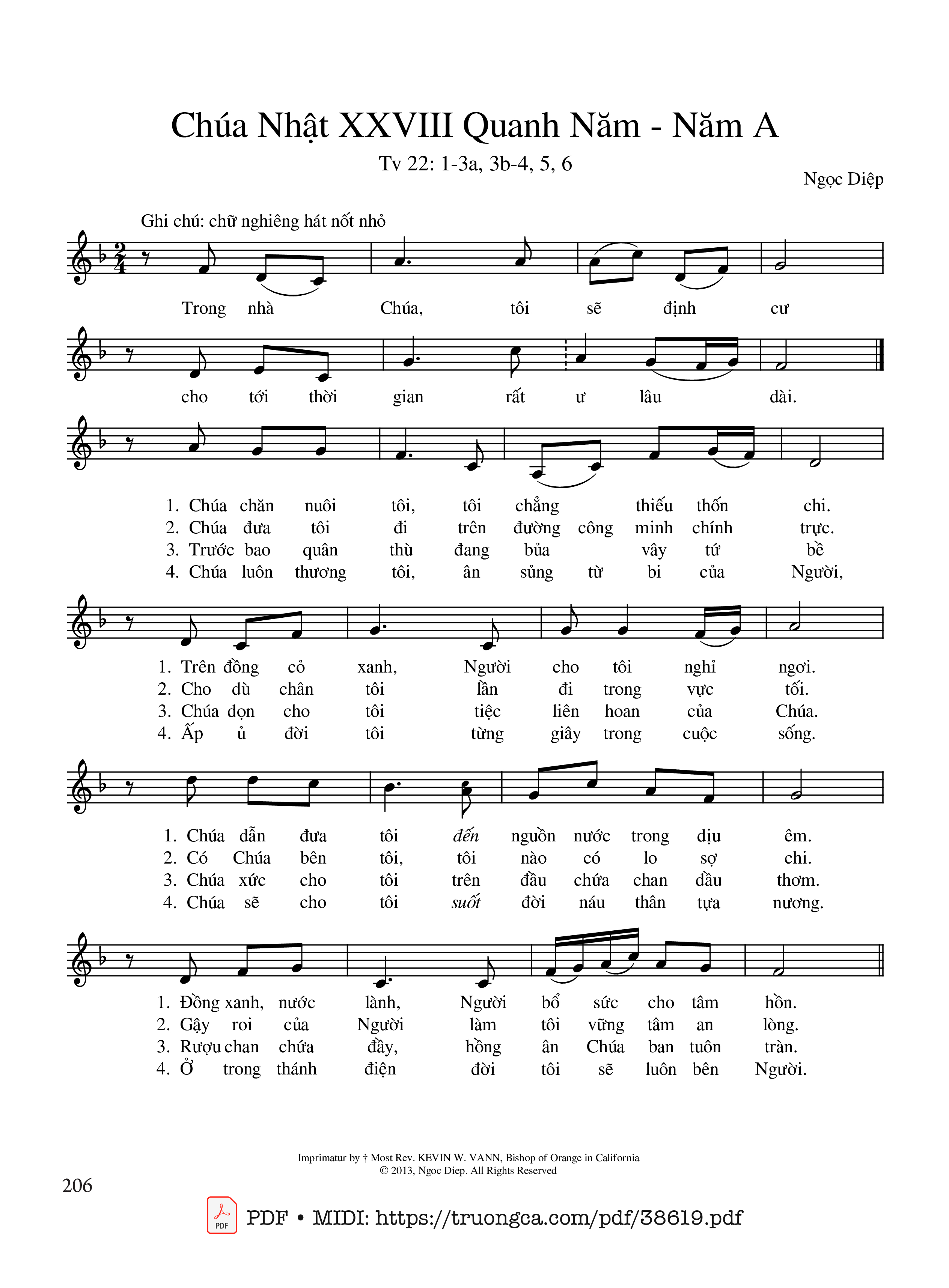 Page 1 of Sheet music PDF Thánh Vịnh 22, Chúa Nhật 28A Thường Niên - Ngọc Diệp