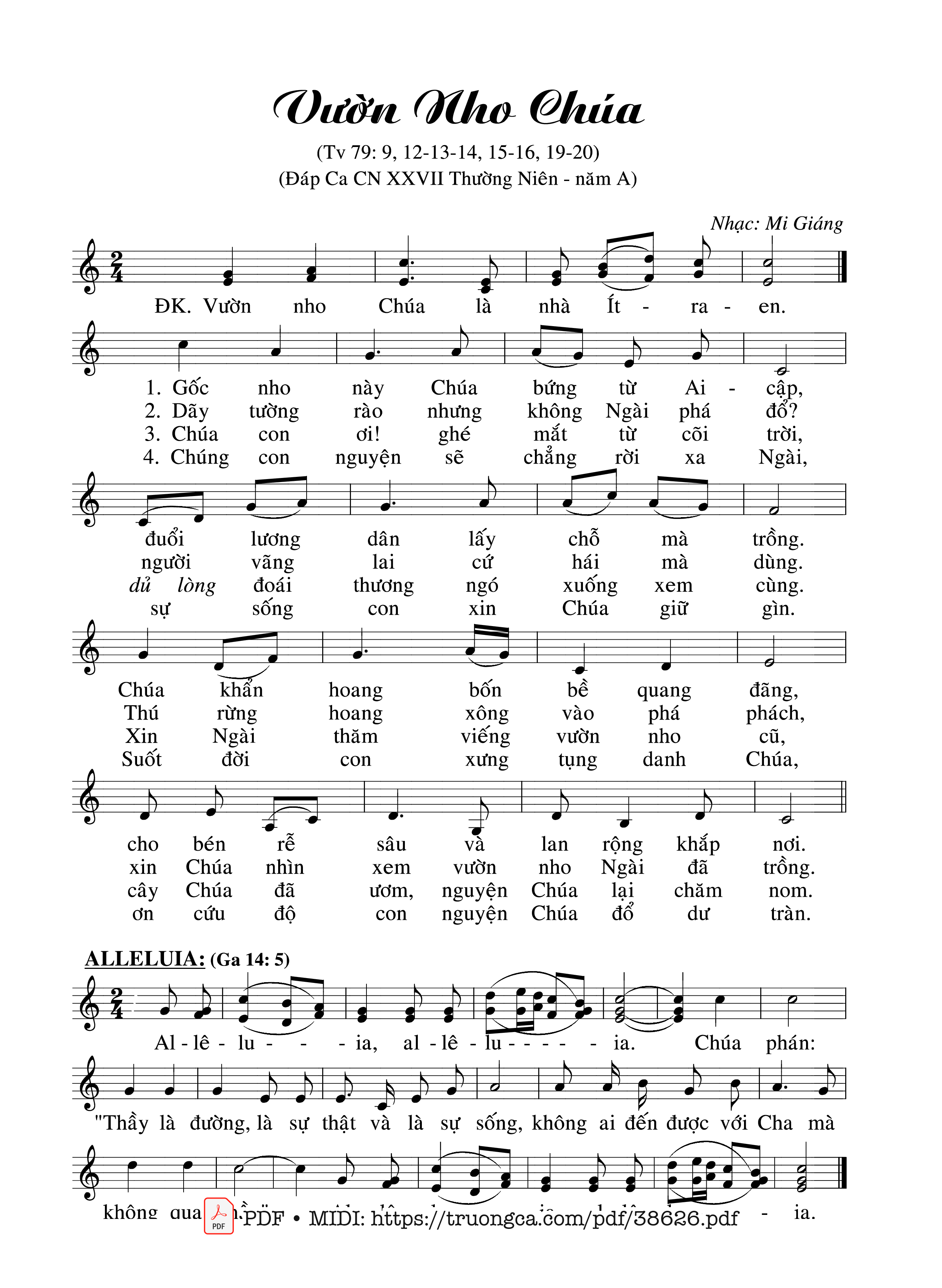 Page 1 of Sheet music PDF Thánh Vịnh 79, Vườn Nho Chúa - Mi Giáng