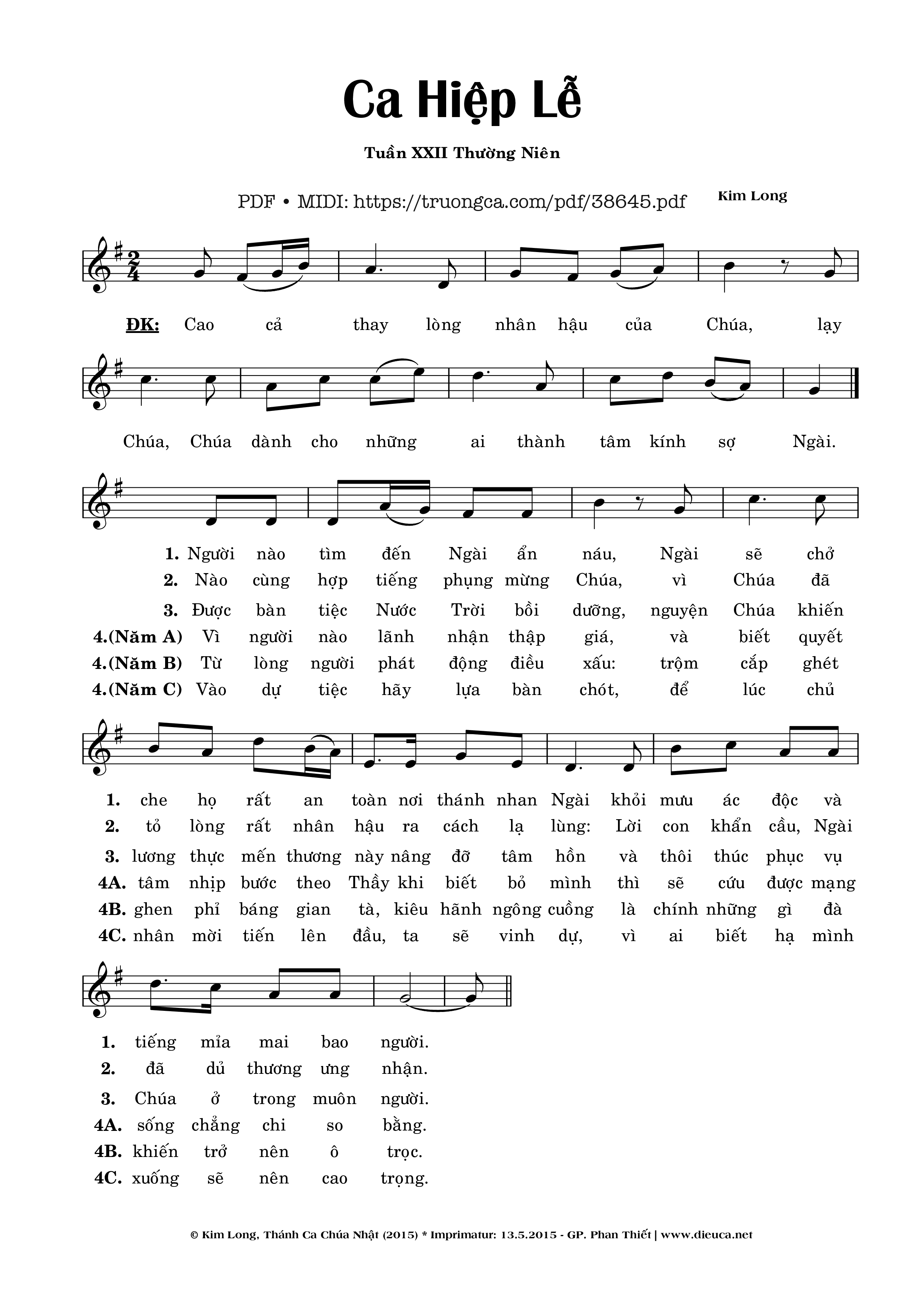 Page 1 of Sheet music PDF Ca Hiệp Lễ Chúa Nhật 22 Thường Niên - Kim Long