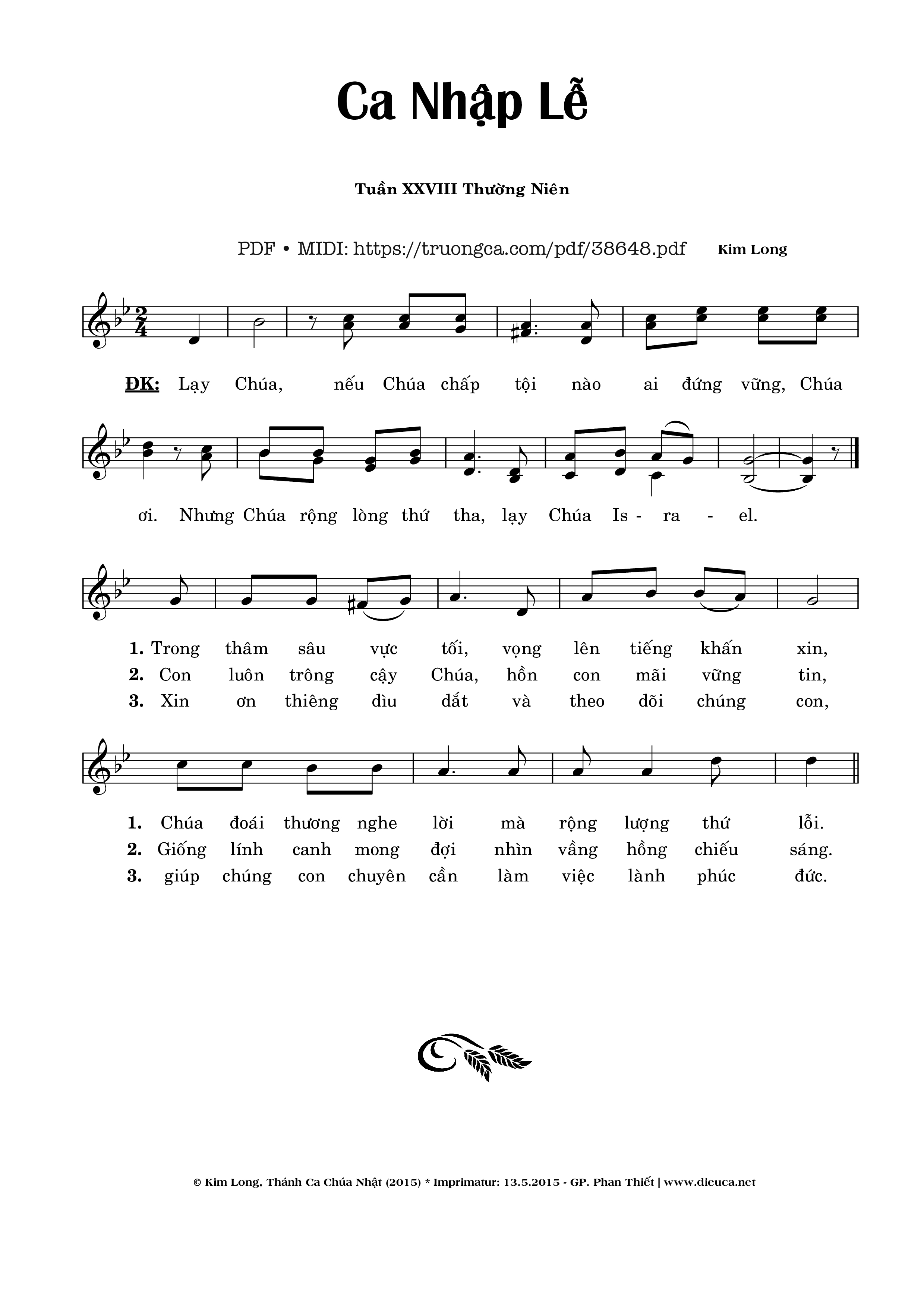 Page 1 of Sheet music PDF Ca Nhập Lễ Chúa Nhật 28 Thường Niên - Kim Long