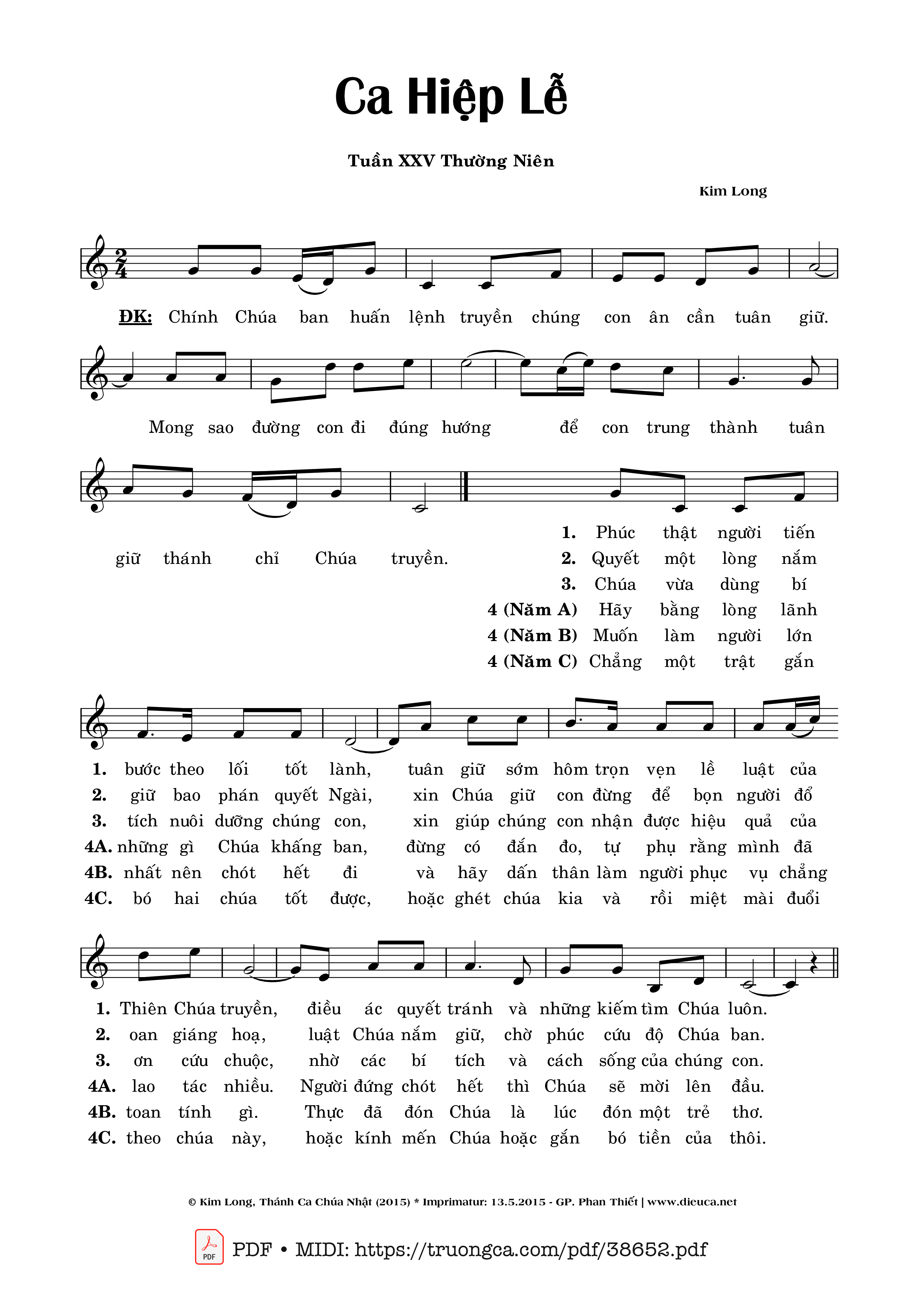 Page 1 of Sheet music PDF Ca Hiệp Lễ Chúa Nhật 25 Thường Niên - Kim Long