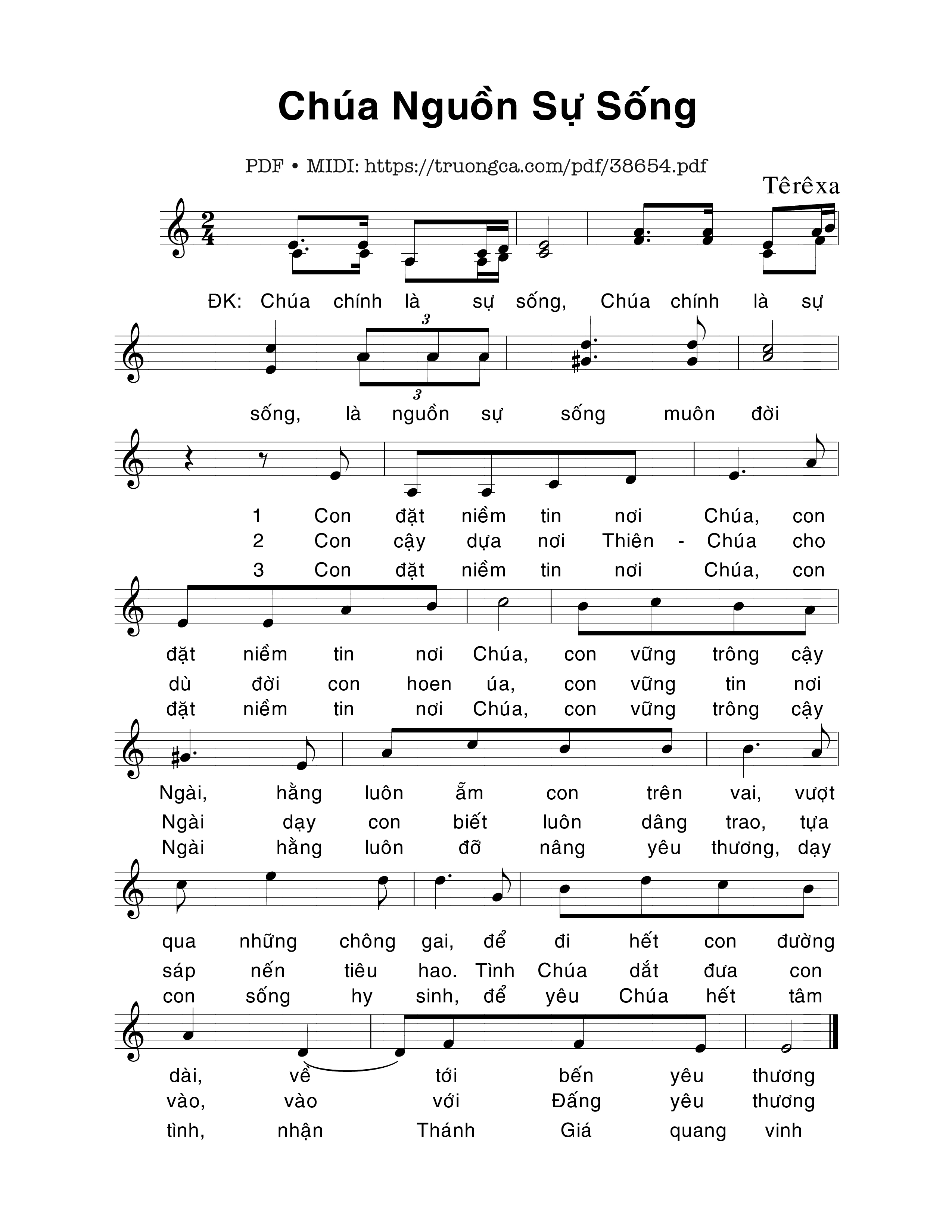 Page 1 of Sheet music PDF Chúa Nguồn Sự Sống - Têrêsa