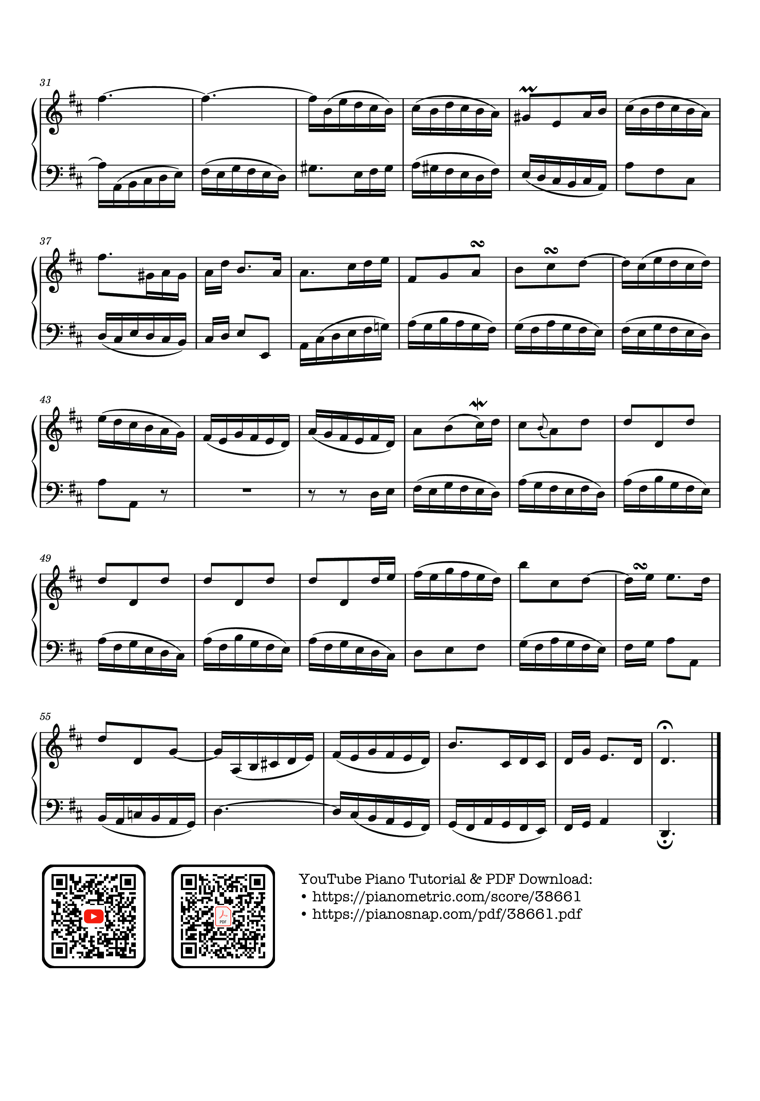 Page 2 of Sheet music PDF Invention 3 in D major BWV 774 - Johann Sebastian Bach