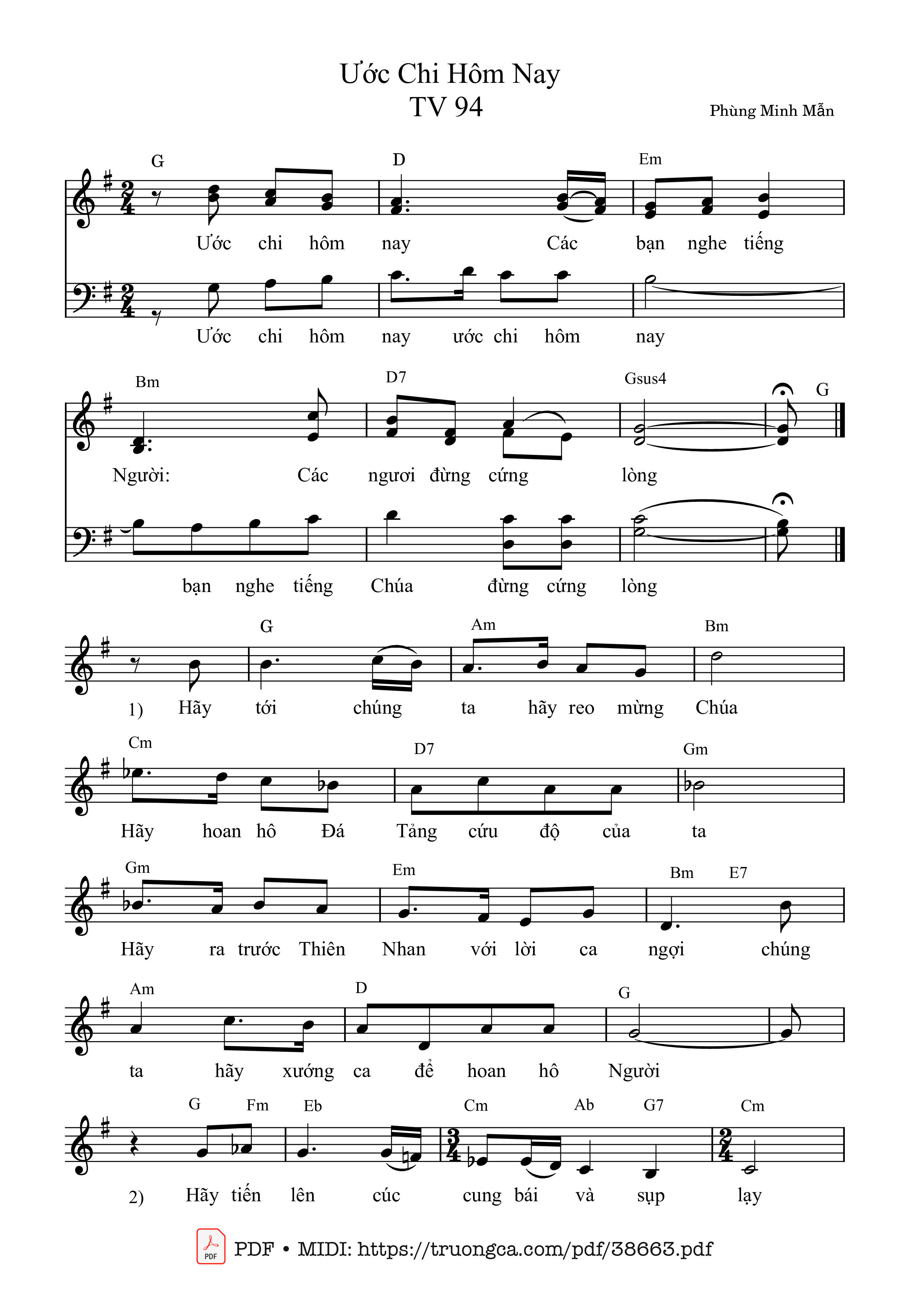 Page 1 of Sheet music PDF Thánh Vịnh 94, Ước Chi Hôm Nay - Phùng Minh Mẫn