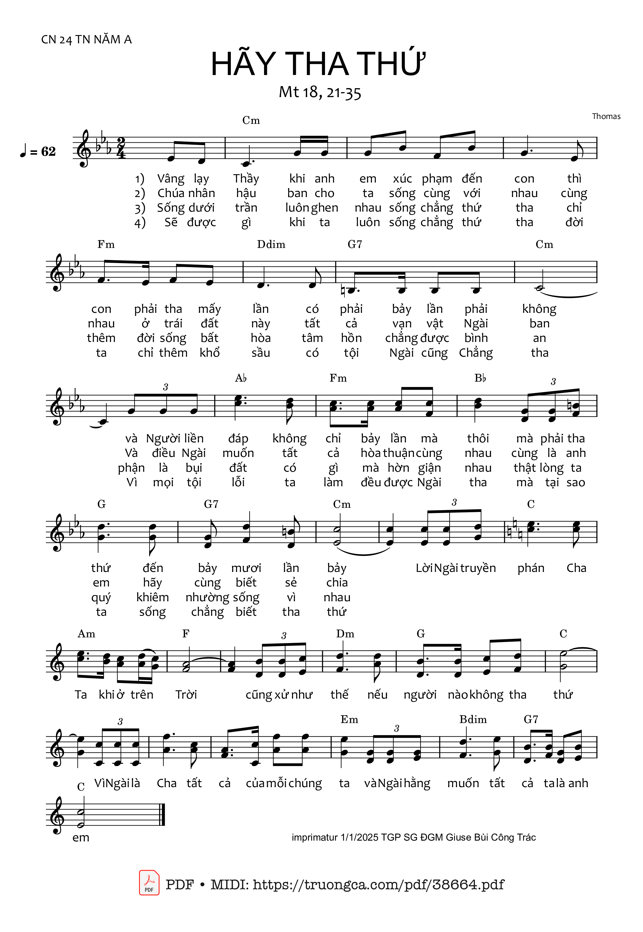 Page 1 of Sheet music PDF Hãy Tha Thứ - Thomas Nguyễn Minh Sang